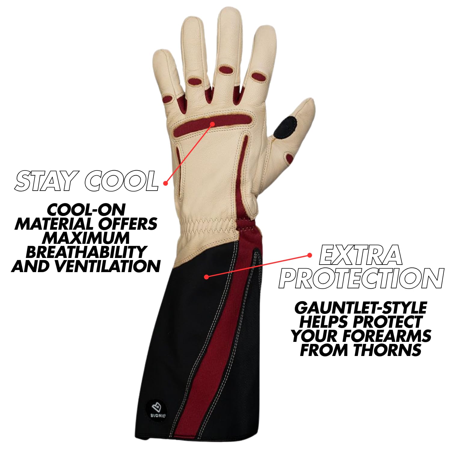 Bionic Women's Rose Pruning Gardening Gloves - Thorn Proof, Durable & Comfortable for Gardening, Landscaping & Outdoor Work - Perfect for Rose Care, Flower Planting & Yard Maintenance
