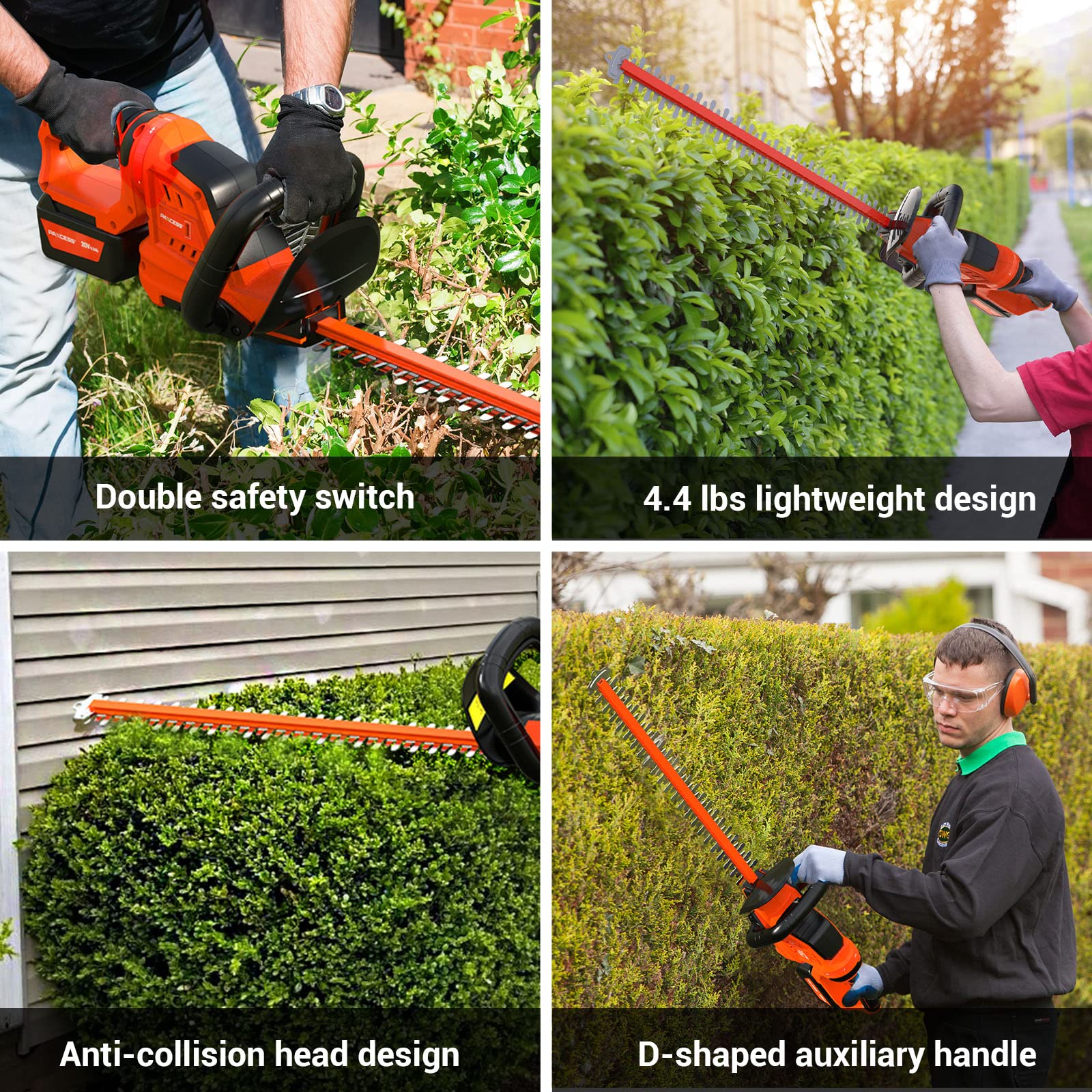 Upgraded 20V 4.0Ah Cordless Hedge Trimmer - 22 Inch Dual-Action Blade, 3000 RPM Power for Fast Cutting | Includes Battery & Fast Charger | Safety Double Switch | Perfect for Landscaping, Garden Maintenance & Yard Work