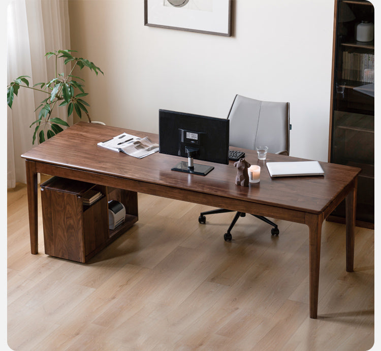 Premium Black Walnut & Ash Solid Wood Office Desk - Long Executive Work Table for Home & Business Use - Perfect for Modern Workspaces, Study Rooms & Office Decor