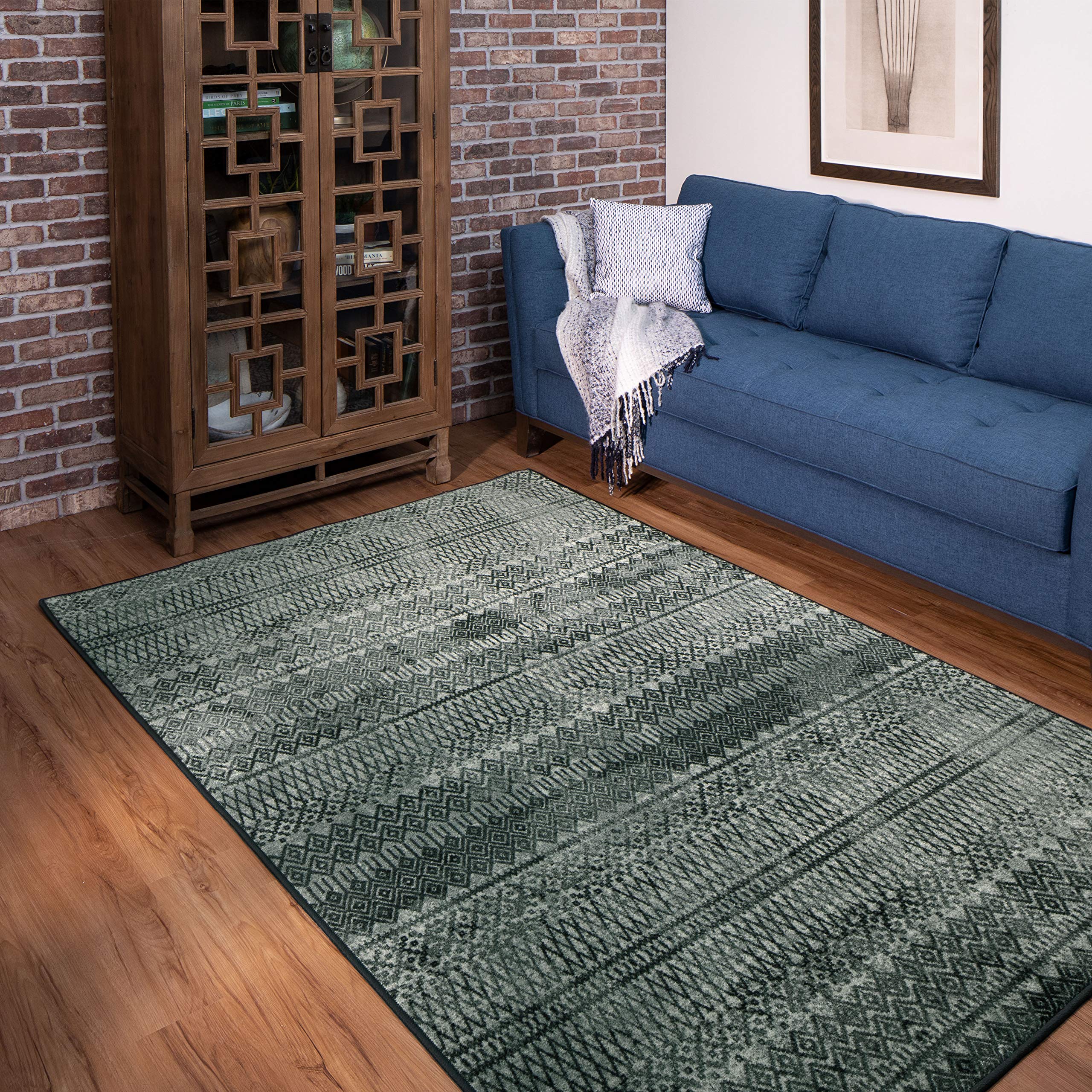 Mohawk Home Charcoal Prale Area Rug 2'x5' - Soft Indoor Runner Rug for Living Room, Bedroom, Hallway - Non-Slip Low Pile Carpet for Home Decor