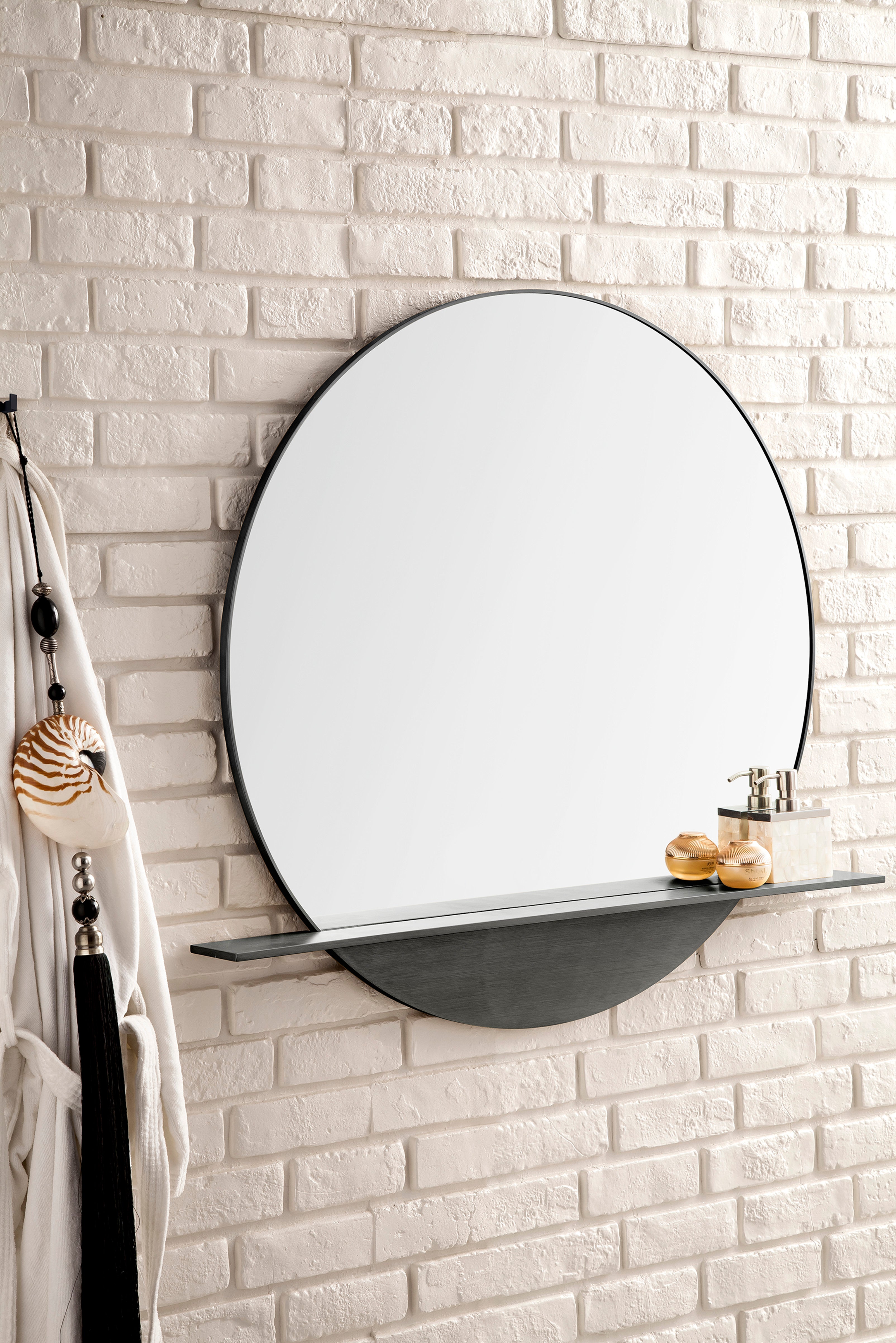 Modern Iron Platform 36 Mirror - Elegant Wall Decor for Living Room, Bedroom & Entryway - Perfect for Home, Office & Hotel Decor