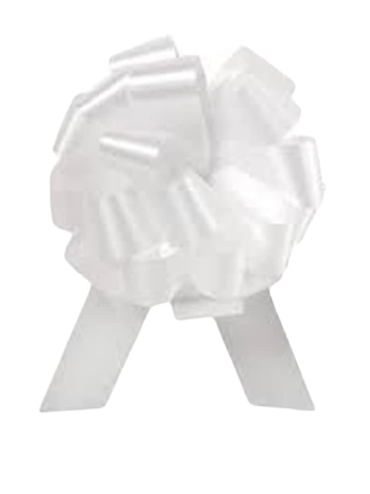 Feronia Packaging 2-Piece White Pull Bows for Gift Wrapping - 5.5 Inch 20 Loop Ribbon Bows for Wedding Gifts, Party Favors & Holiday Decorations
