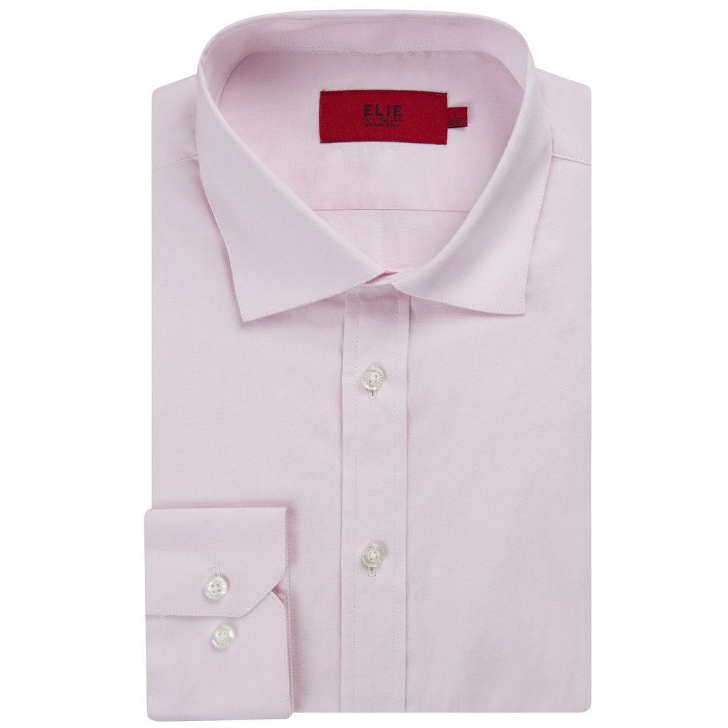Elie Balleh Men's Slim Fit Cotton Long Sleeve Dress Shirt - Solid Pink Formal Shirt for Business & Office Wear - XL Size Comfortable Work Attire for Professional Occasions
