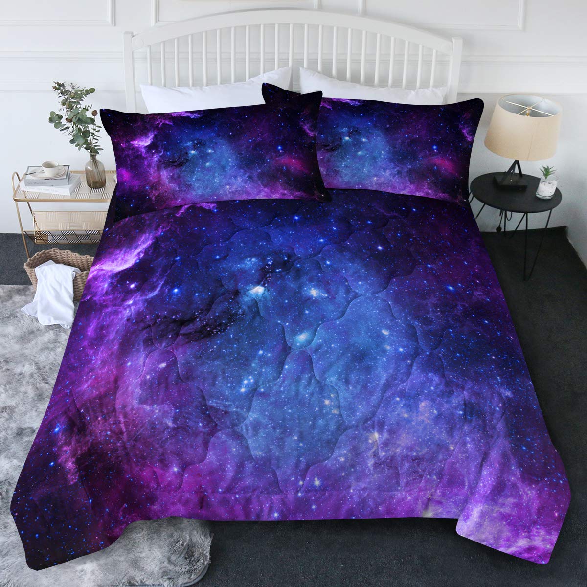 BlessLiving 3D Galaxy Comforter Set King Size - Soft Space Themed Bedding Set with 1 Comforter & 2 Pillowcases - Perfect for Kids, Teens, Boys & Girls Bedrooms - Ideal for Space Lovers' Bedroom Decor & Gift Giving
