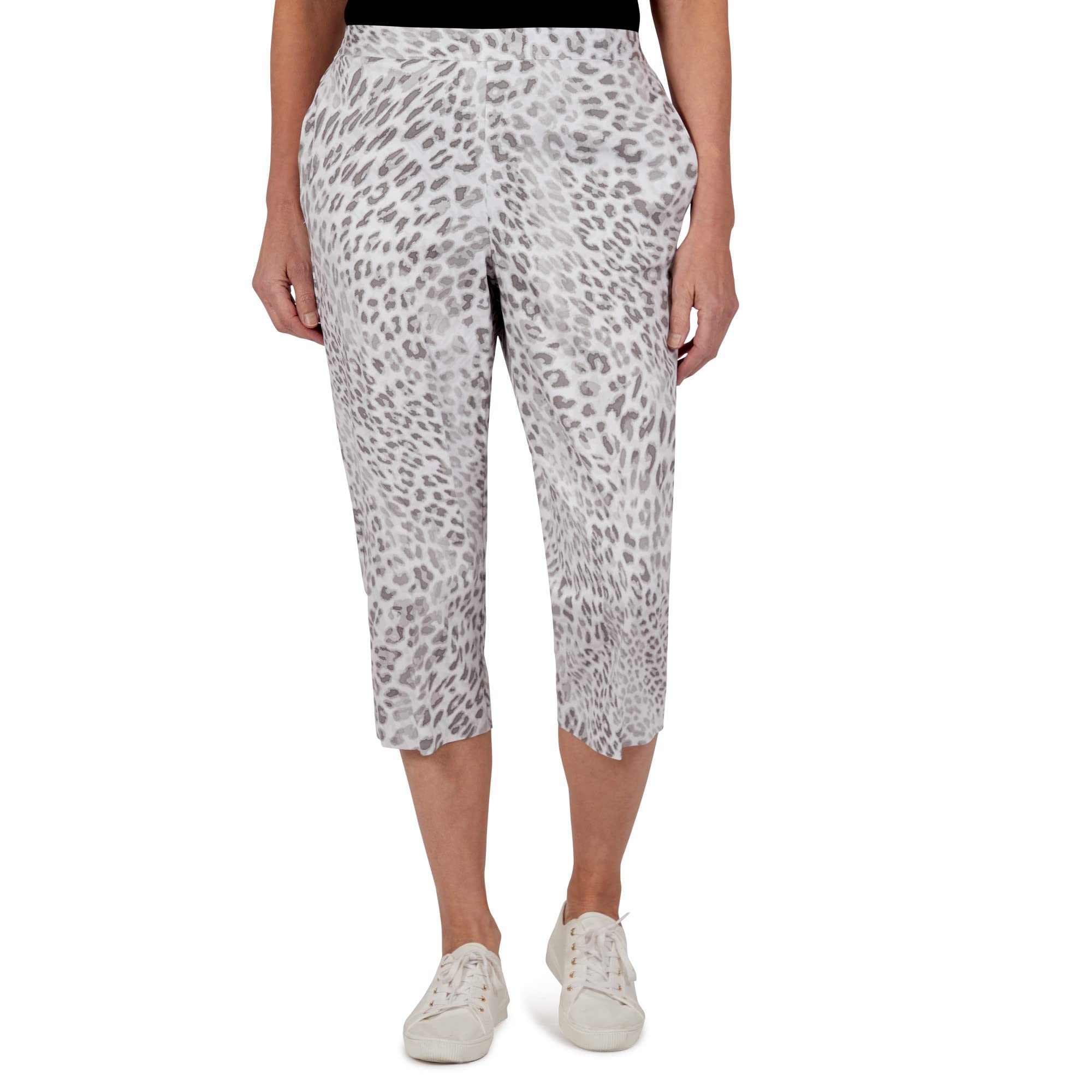 Alfred Dunner Women's Plus Size Cheetah Print Capri Pants - Comfortable Stretch Fit for Casual Wear, Summer Outfits & Vacation Essentials