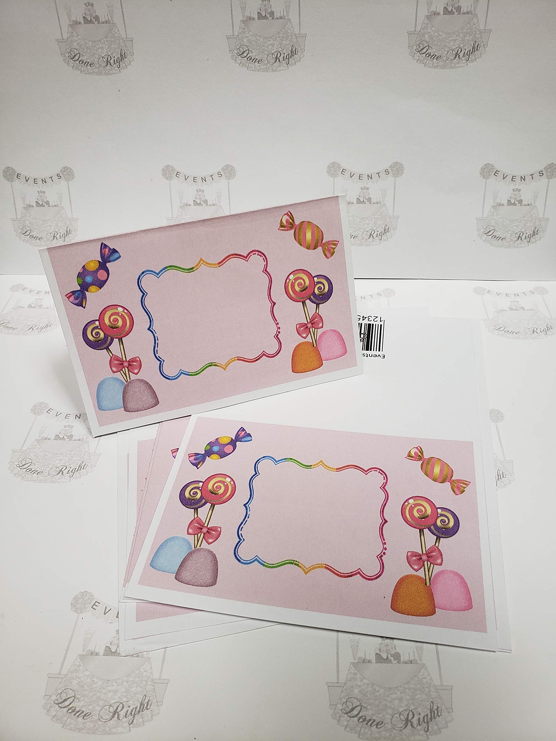 Candy Land Theme Party Supplies - Set of 8 Food Tent Cards, Treat Cards & Place Cards for Candyland Birthday Party Decorations | Perfect for 1st Birthday, Baby Shower & Candy Castle Themed Events with Gumdrops, Lollipops & Wrapped Candy Decor