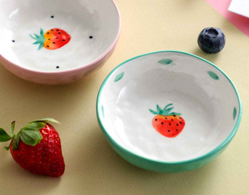 Hand-Painted Strawberry Ceramic Sauce Dish - Set of 4 Small Plates for Desserts, Snacks, Sauces & Seasonings | Perfect for Tea Parties, Picnics & Home Decor