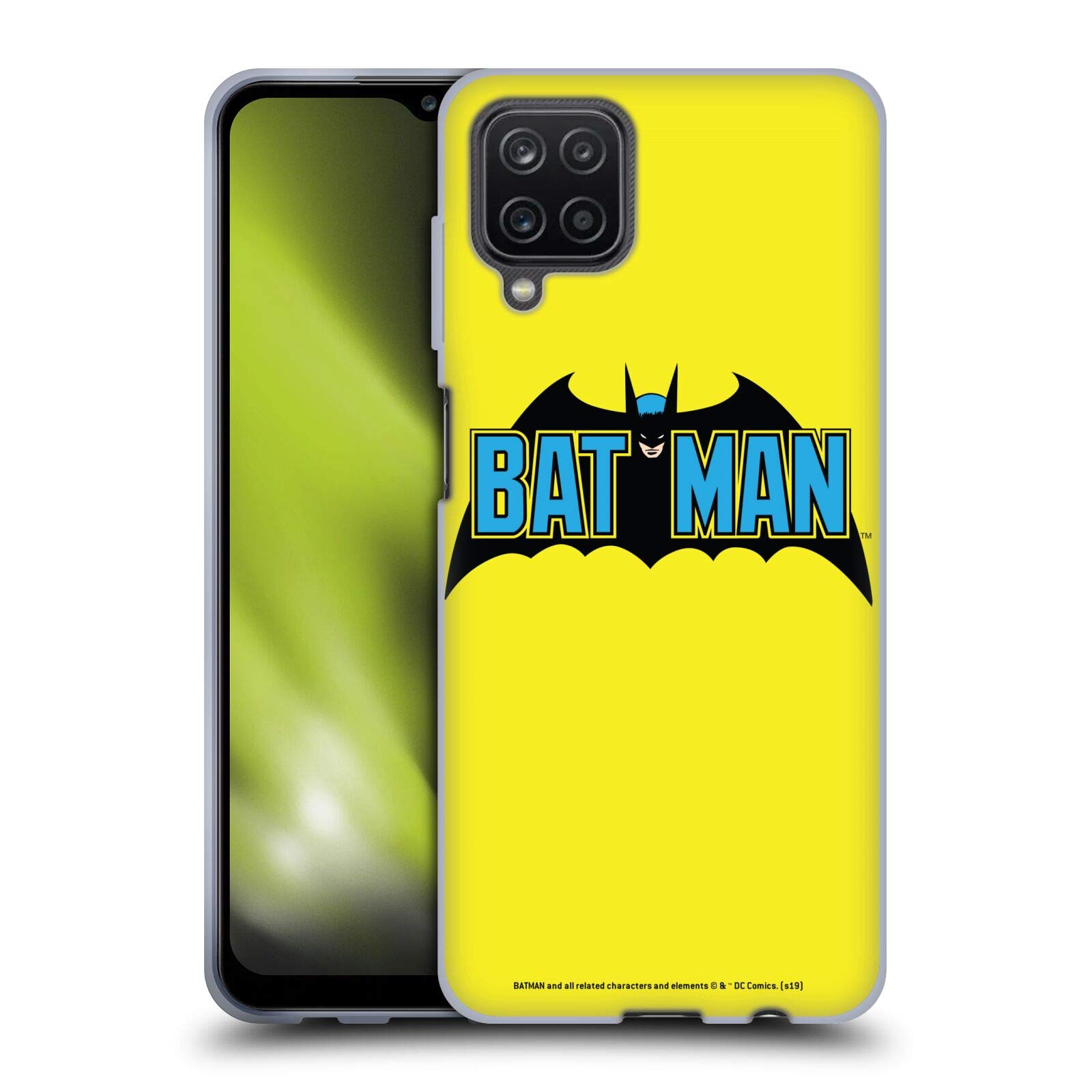 Official Batman DC Comics Classic 2 Logos Soft Gel Case for Samsung Galaxy A12 (2020) by Head Case Designs - Perfect for Everyday Protection & Superhero Style