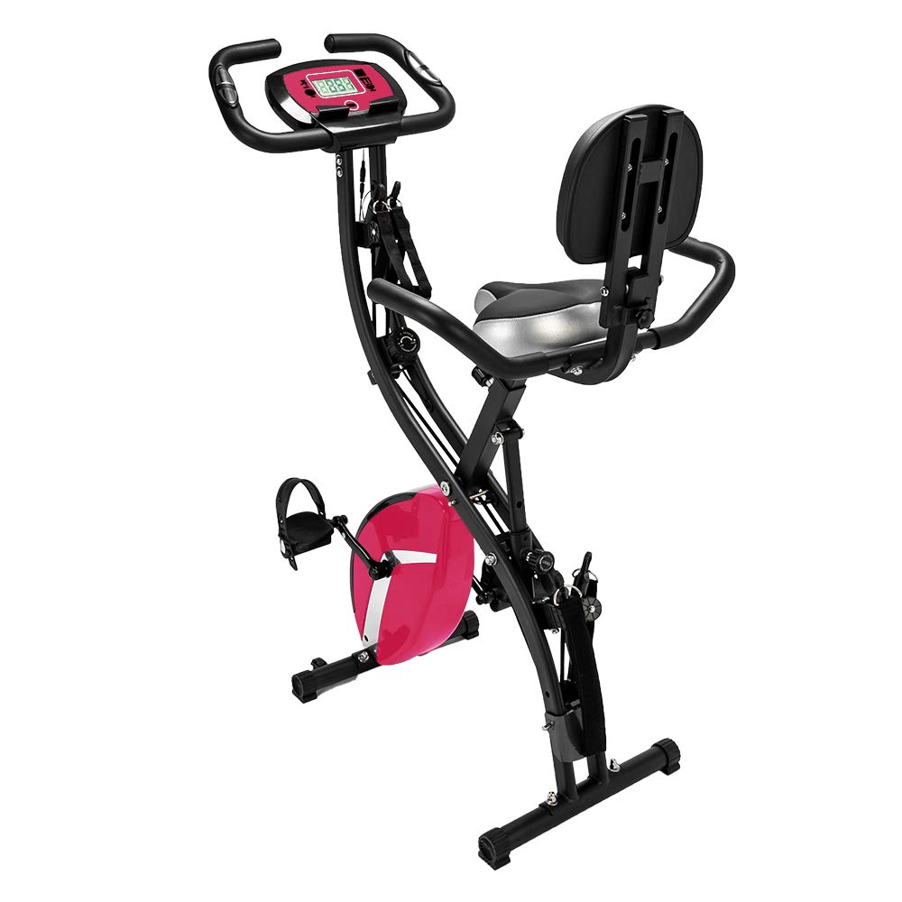 PEXMOR 3-in-1 Adjustable Folding Exercise Bike - Magnetic Upright & Recumbent Bike with Arm & Leg Bands for Home Gym, Cardio Workout & Indoor Cycling - Perfect for Small Spaces & Full-Body Training