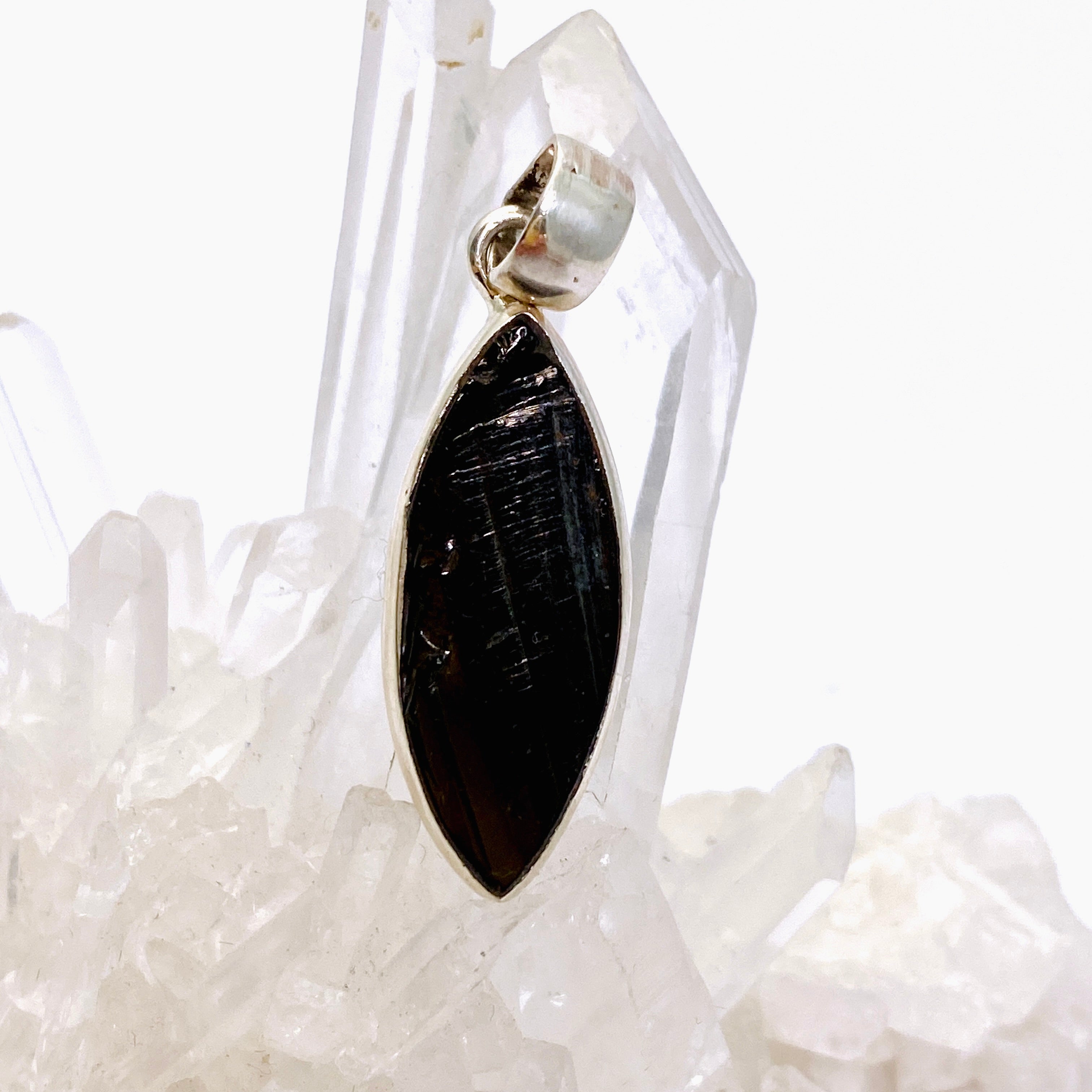 Natural Shungite Marquise Raw Stone Pendant Necklace - Genuine Russian Shungite Jewelry for EMF Protection & Healing | Perfect for Meditation, Energy Cleansing & Spiritual Wellness