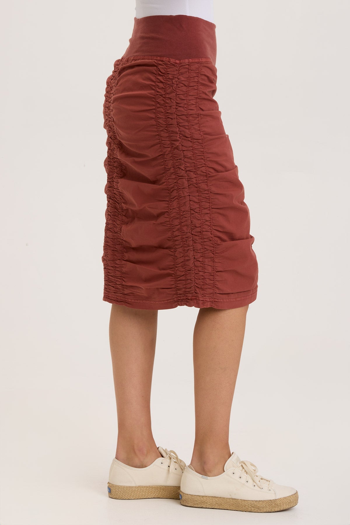 High Waist Midi Tracer Skirt for Women - Stretchy Comfortable A-Line Pencil Skirt with Side Slits - Perfect for Office, Date Night & Casual Outfits
