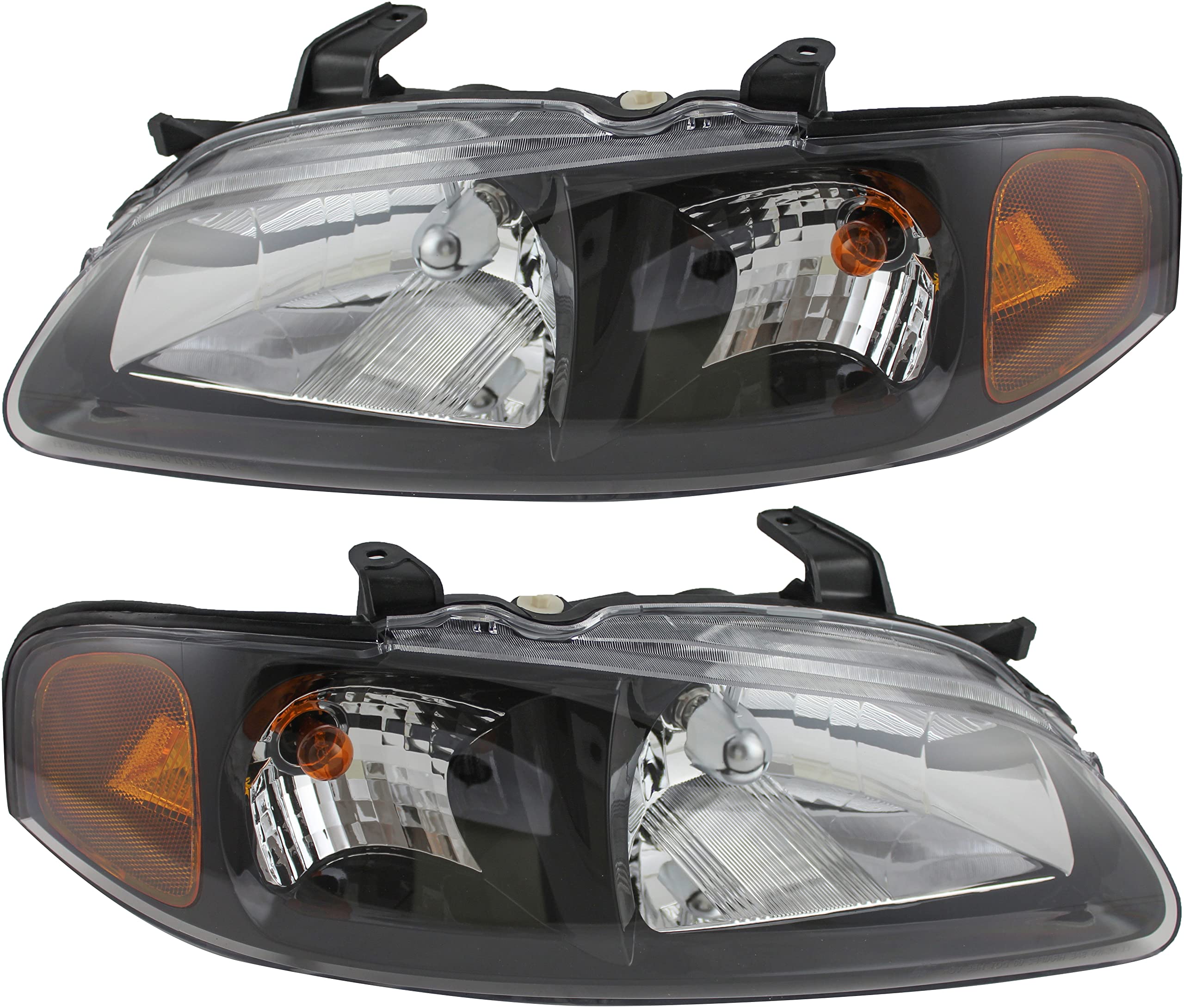 Nissan Sentra Headlights Lamps Set (2002-2003) - Halogen Black Trim for Driver & Passenger Side - Perfect for Night Driving & Car Upgrades