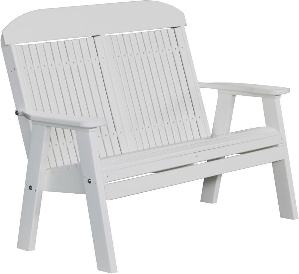 LuxCraft 4-Foot Classic Highback Recycled Plastic Outdoor Bench - Perfect for Patio, Garden, and Backyard Seating