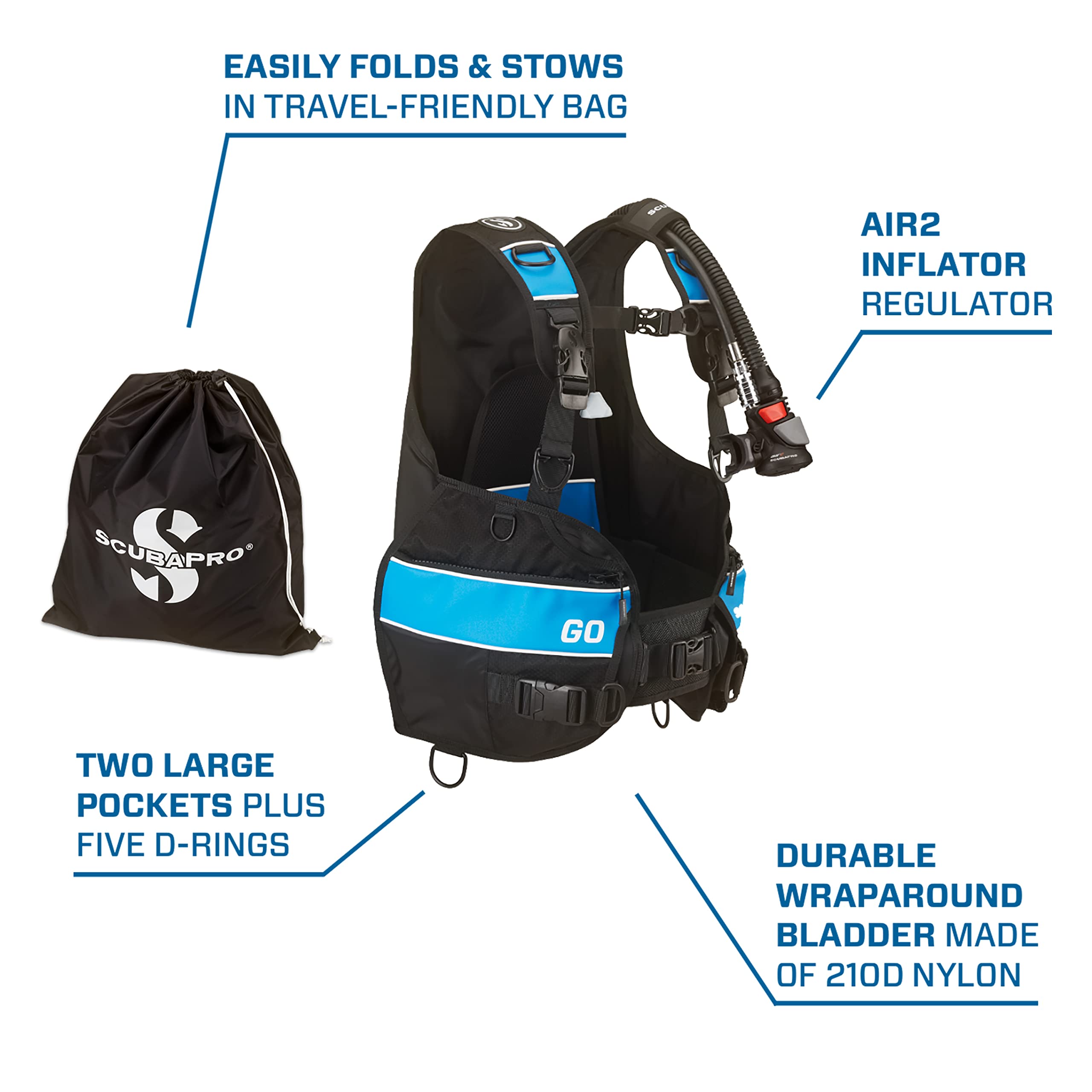 SCUBAPRO Go Diving BCD with Quick Cinch System - Premium Buoyancy Control Device for Scuba Diving | Perfect for Recreational & Professional Divers | Ocean, Pool & Open Water Adventures