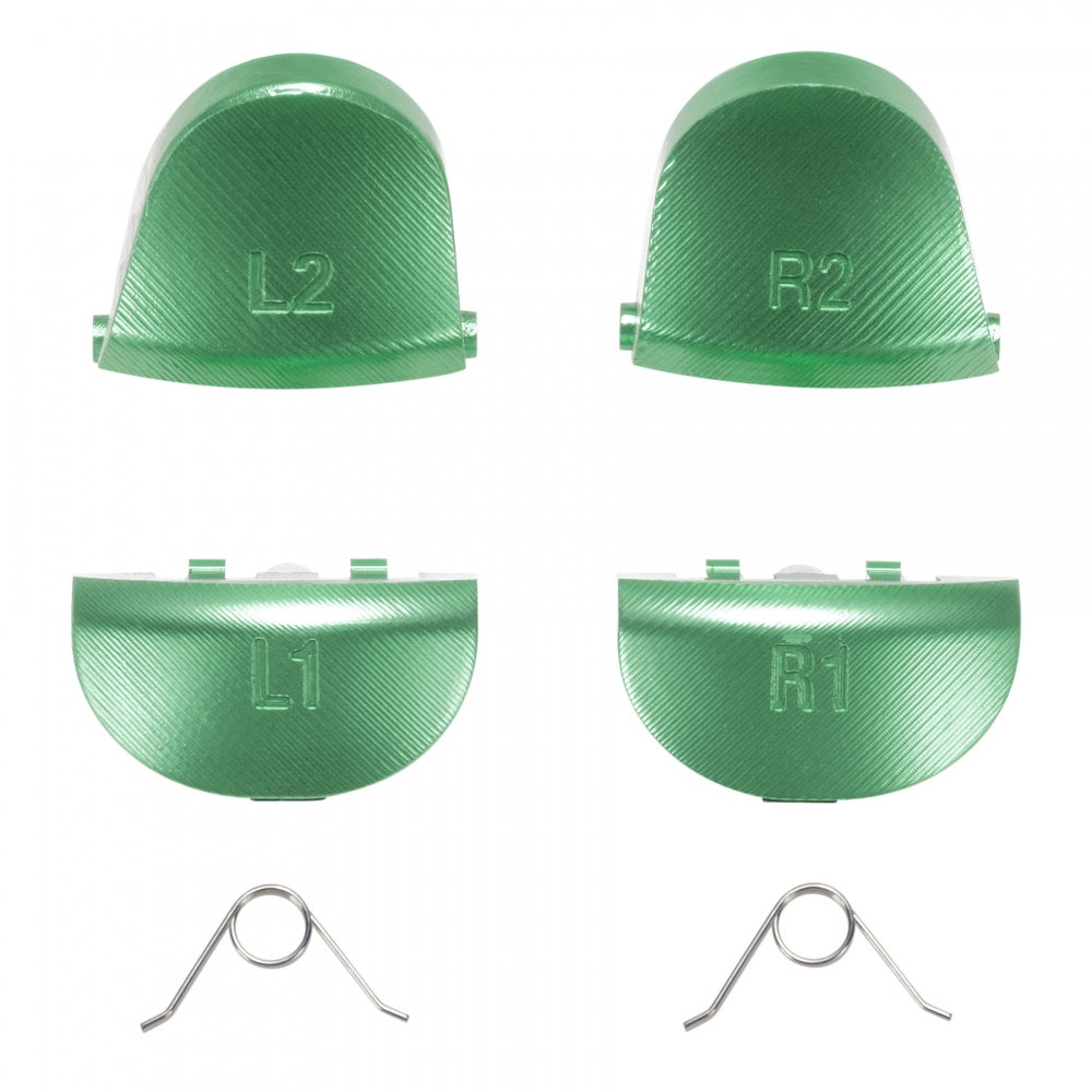 eXtremeRate Metal Green Buttons & Triggers Kit for PS4 Controller - Custom R1 L1 R2 L2 Replacement Parts | Perfect for Gaming, DIY Mods & Controller Repair