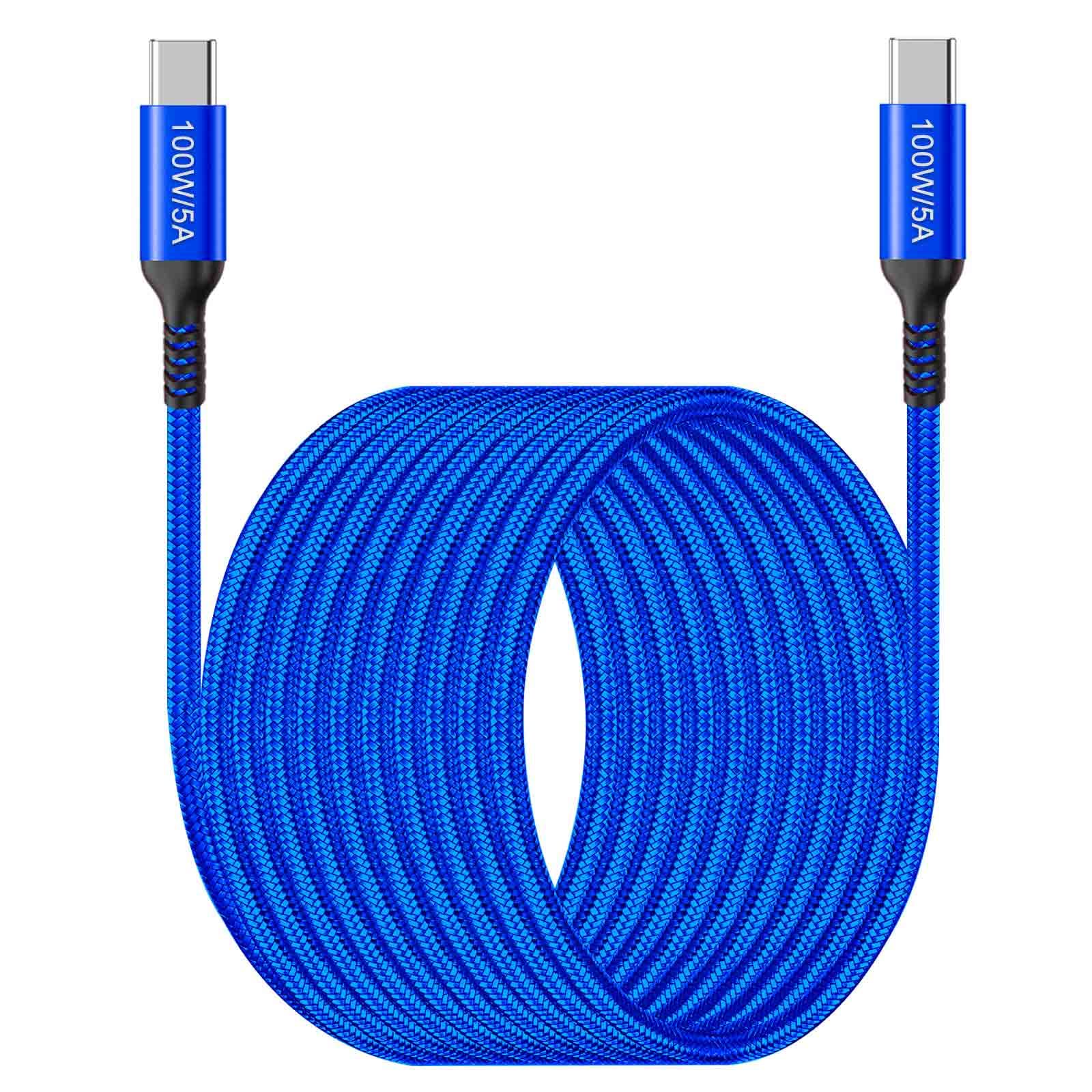 15ft USB C to USB C Cable 100W Fast Charging, PD Type C Charger Cord for MacBook Pro/iPad Pro/Mini 6, PS5 Controller, Samsung Galaxy Note 20/S21/S20 - Perfect for Home, Office & Travel Charging