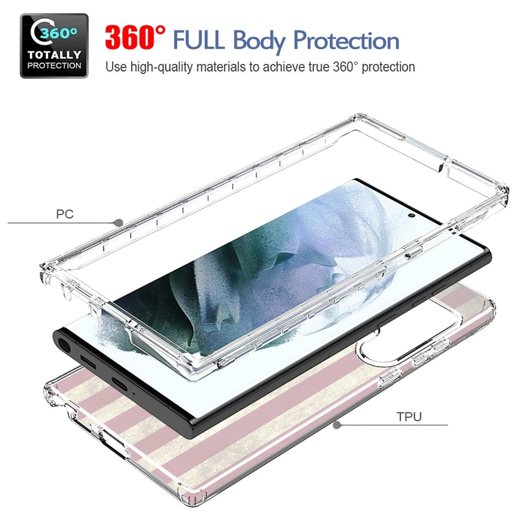 Premium Clear USA Flag Phone Case for Samsung Galaxy S22 Ultra 5G (SM-S908U) with Tempered Glass Screen Protector - Slim Protective Cover for Everyday Use, Travel & Outdoor Activities