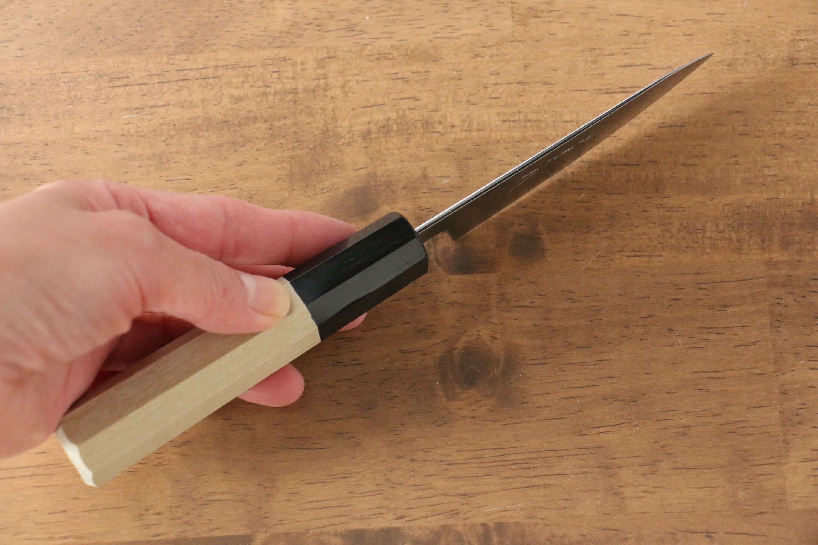 Premium Jikko SG2 Petty Utility Knife 80mm - Japanese Magnolia Wood Handle - Perfect for Slicing Fruits, Vegetables & Small Ingredients in Home Kitchen & Professional Cooking