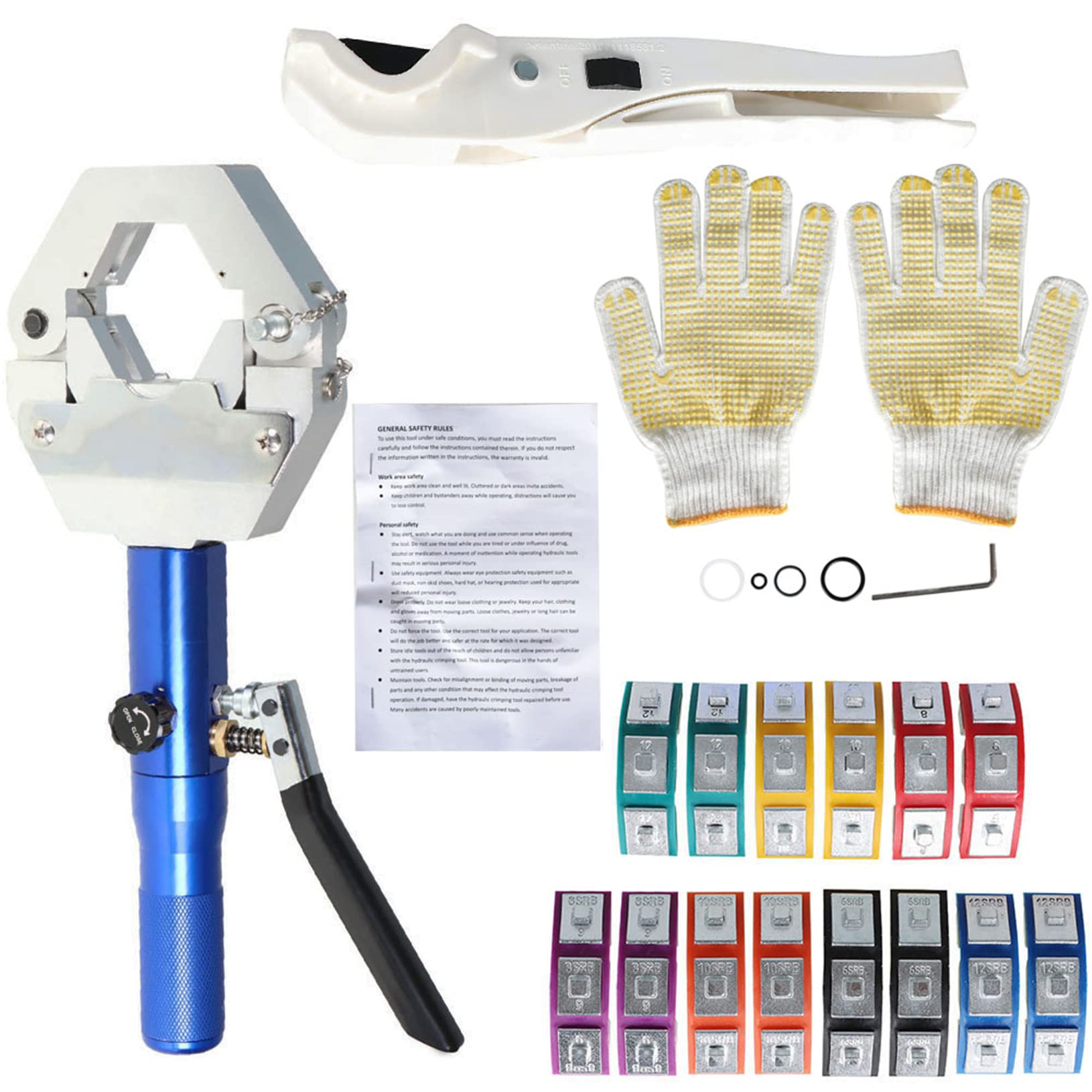 Hydraulic A/C Hose Crimper Tool Kit with 7 Die Set - Hydra-Krimp 71500 for Barbed & Beaded Hose Fittings | Professional Air Conditioning Repair Equipment for Automotive & HVAC Systems