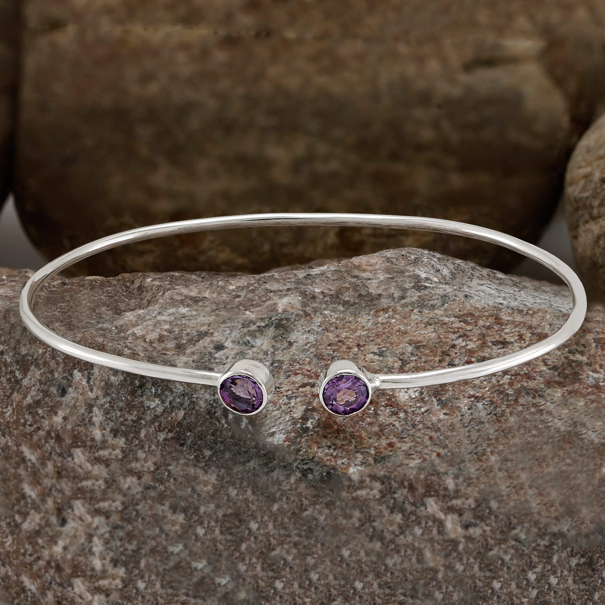 TISHAVI 925 Sterling Silver Bangles for Women - Elegant Stone Bangle Bracelets | Perfect for Parties, Weddings & Everyday Wear