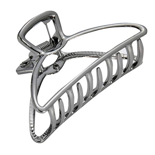 Large Metal Hair Claw Clips for Women - Hair Barrettes Jaw Clamp Half Bun Hairpins Hair Accessories (Black) | Perfect for Updos, Ponytails & Everyday Hairstyles