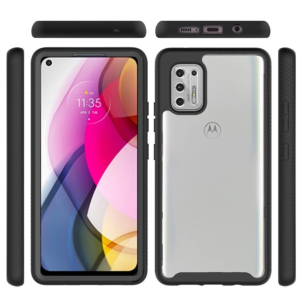 Shockproof Heavy Duty Bumper Case for Moto G Stylus 2021 - Clear Black | Rugged Protective Phone Cover for Outdoor, Work & Everyday Use
