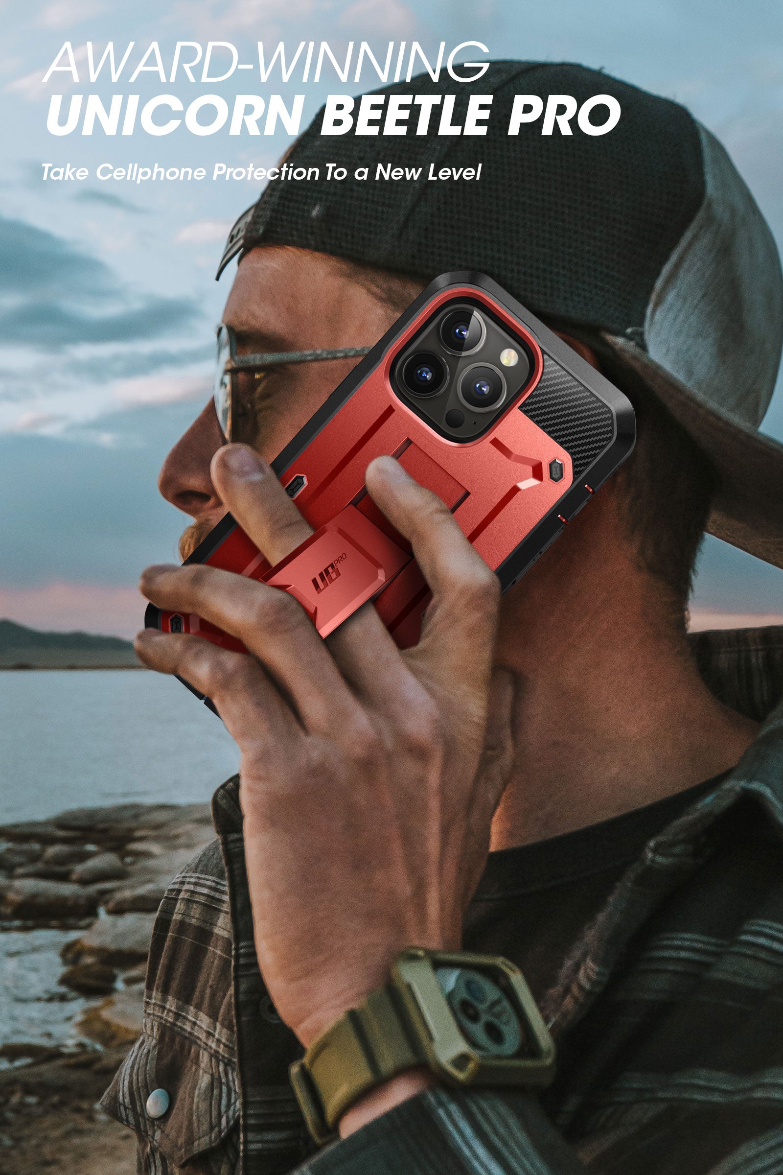 iPhone 14 Pro Case 6.1 Inch - Unicorn Beetle Pro Series Rugged Protective Cover with Military-Grade Drop Protection, Metallic Red | Perfect for Outdoor Adventures, Construction Work & Extreme Sports