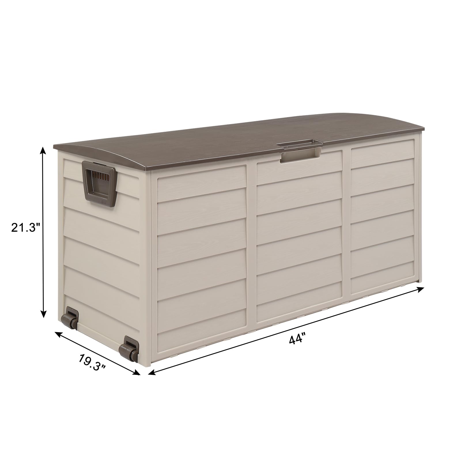 VINGLI Upgraded 75 Gallon Outdoor Storage Box with Lockable Lid - Waterproof Plastic Deck Box for Patio, Garden, Pool, Balcony & Yard - Perfect for Storing Cushions, Pool Toys & Outdoor Gear (Coffee Brown)