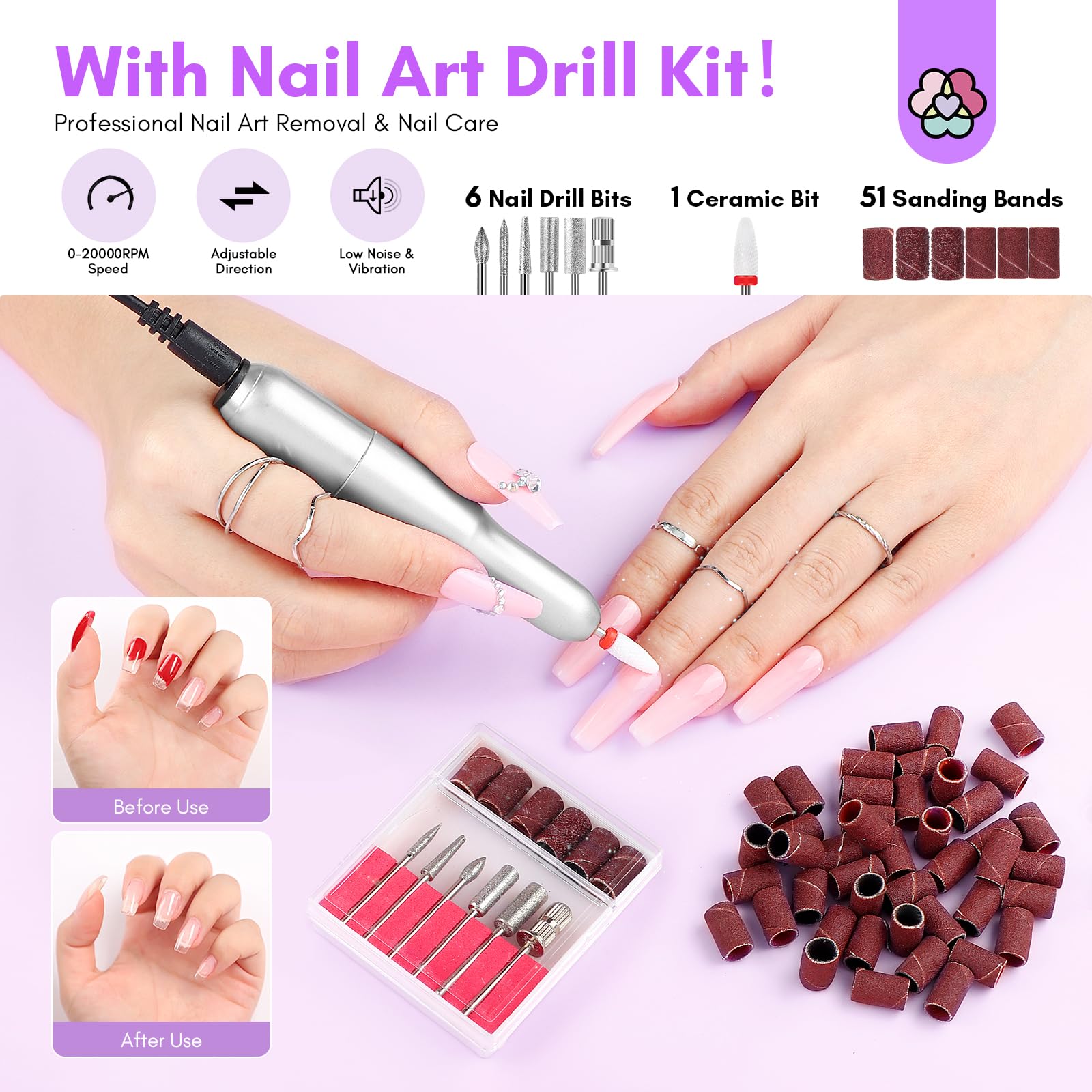 SAVILAND Acrylic Nail Kit for Beginners - 3 Colors Acrylic Powder & 4OZ Liquid Set with 50 Full Cover Nail Tips | DIY Nail Extension Starter Kit for Home Salon & Professional Practice | Perfect for Manicures, Nail Art & Acrylic Nail Applications