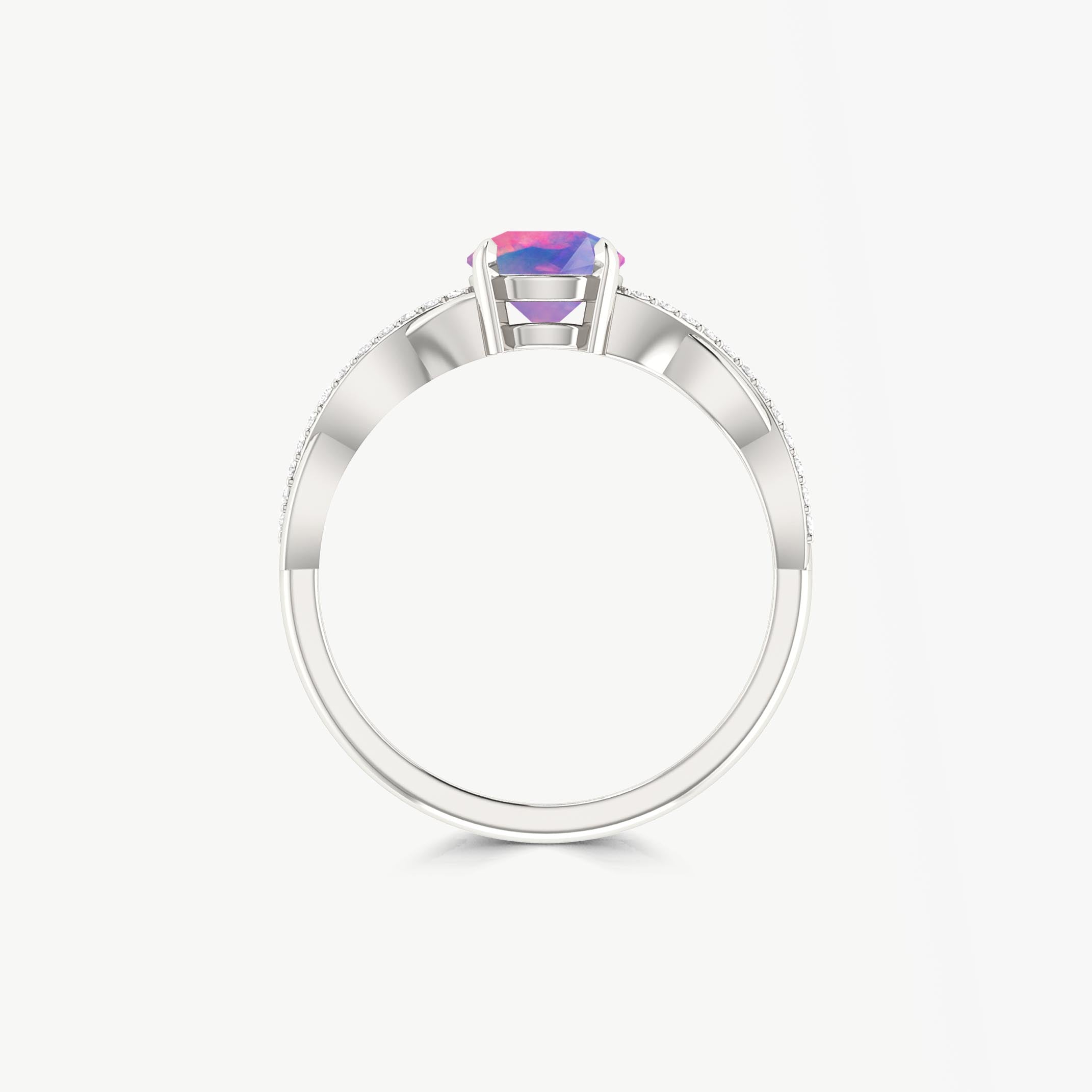 Ethiopian Opal Engagement Ring - Round Black Fire Opal Ring for Women, 14K Gold/Platinum/Silver, Perfect for Wedding, Proposal, Anniversary & Special Occasions