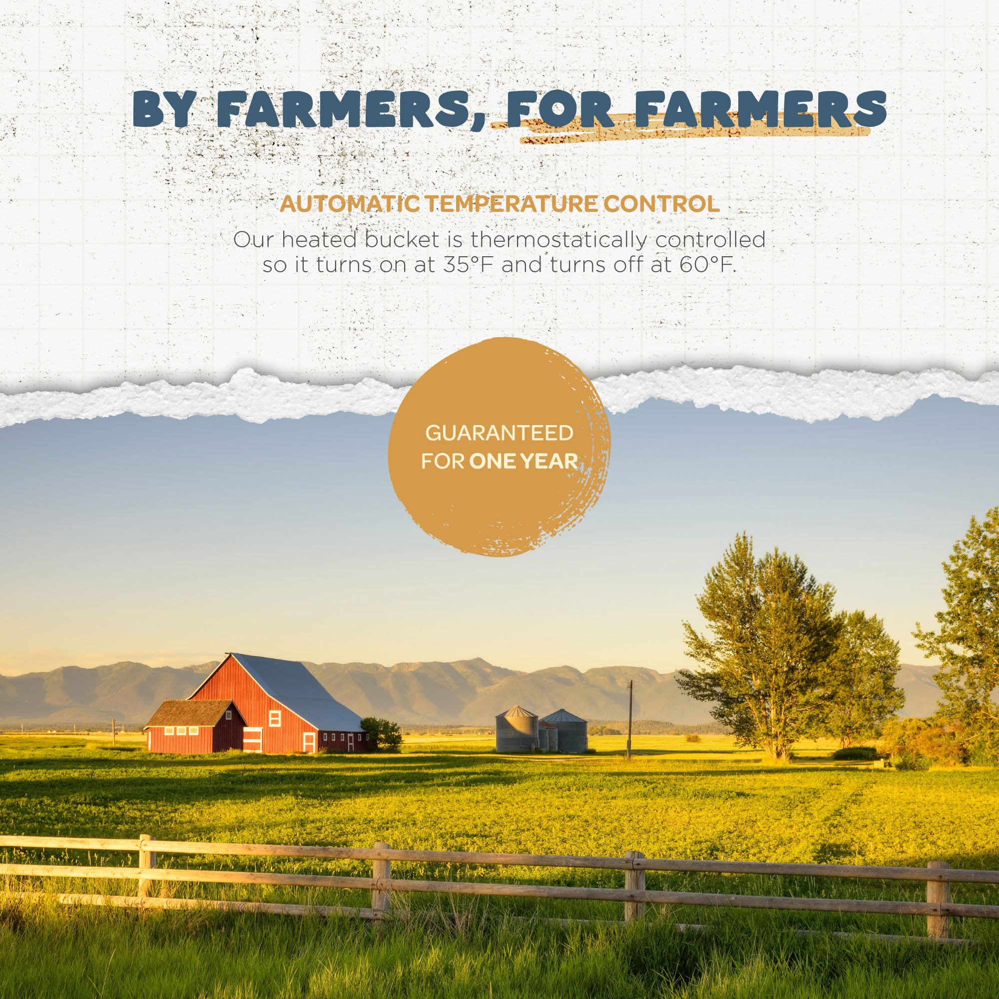Farm Innovators FB-120 24 Quart Heated Plastic Bucket with Metal Handle - Built-in Thermostat & Hidden Cord Storage - 120W (3 Pack) - Ideal for Livestock Watering, Barn Use & Winter Animal Care