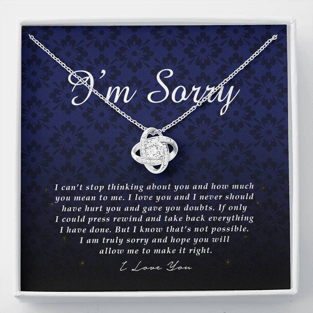 Love Knot Necklace - Romantic Apology Gift for Wife & Girlfriend | Unique I'm Sorry Jewelry with Greeting Card | Heartfelt Forgiveness Present for Her | Perfect for Anniversaries, Valentine's Day & Special Occasions