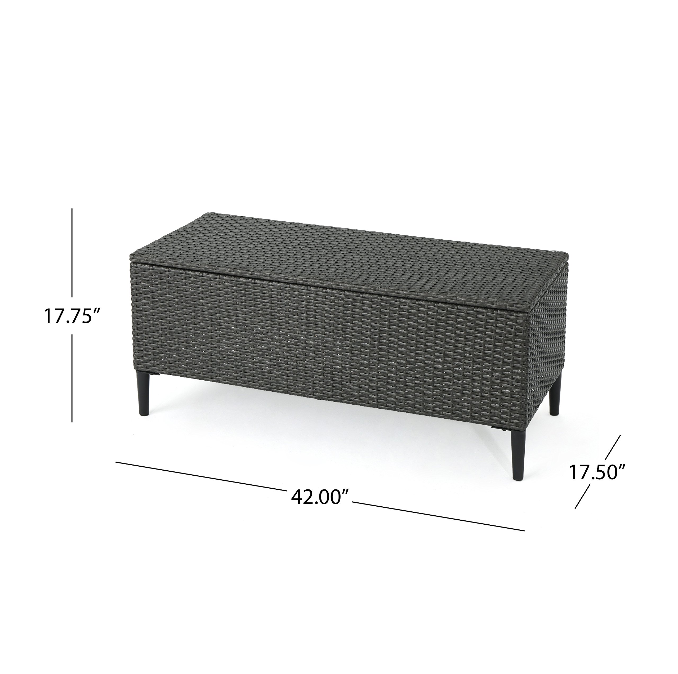 Christopher Knight Home Rupert Outdoor Wicker Storage Unit with Lid - Weather-Resistant Grey Patio Furniture Organizer for Cushions, Toys & Garden Tools | Perfect for Backyard, Deck & Poolside Storage
