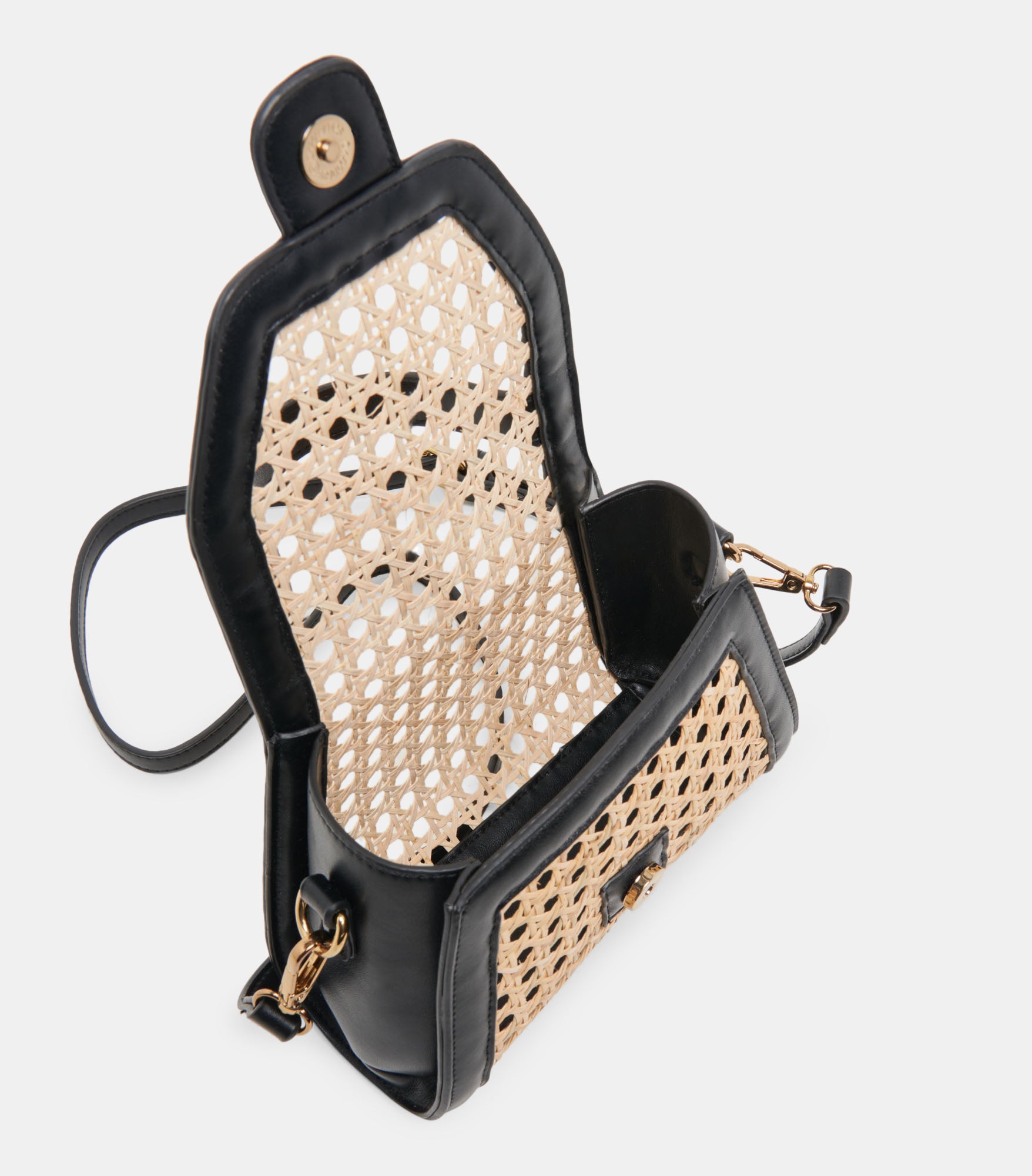 TROPEZ Crossbody Bag in Black & Natural Cane - Stylish & Lightweight for Everyday Use, Travel, and Shopping