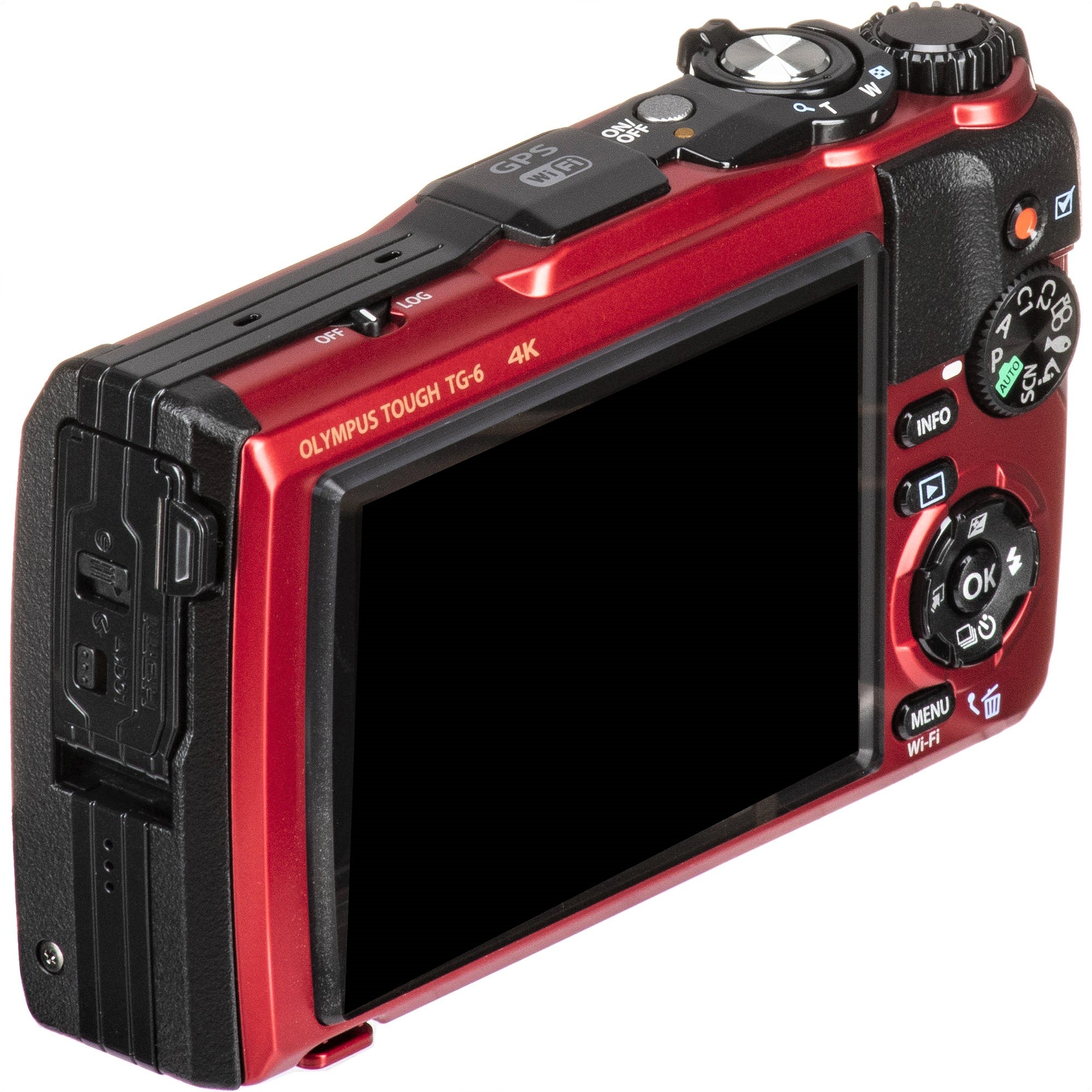 Olympus Tough TG-6 Waterproof Digital Camera - 15m Underwater, 2.1m Shockproof, 100kg Crushproof (Black & Red) for Adventure Travel, Snorkeling & Outdoor Photography