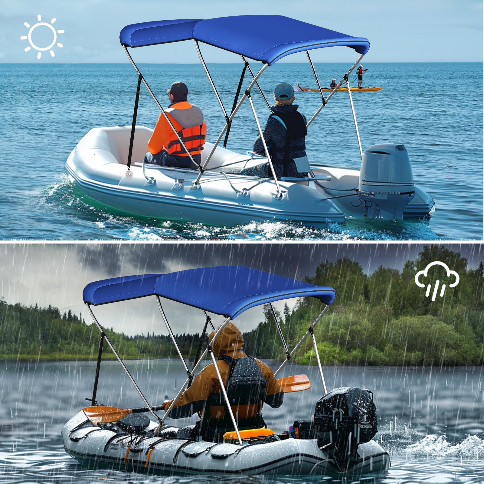 DoCred Foldable Bimini Top Boat Canopy Cover - 63