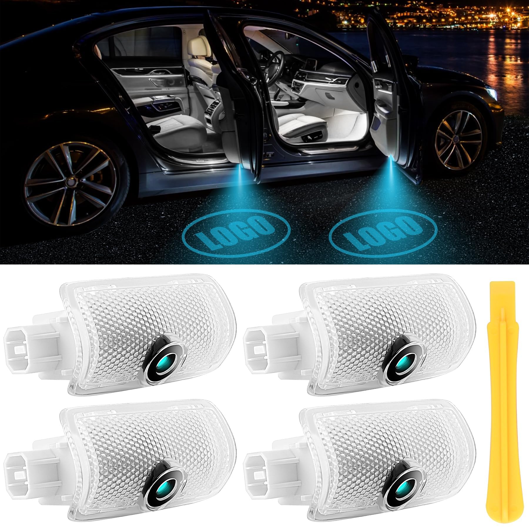 Premium Car Door Lights with Logo Projector - Compatible with Lexus LS/ES/IS/LX/LC/RX/GS/GX/RC/UX Models - HD LED Welcome Lights (4 Pack) - Perfect for Nighttime Safety & Custom Style Enhancement
