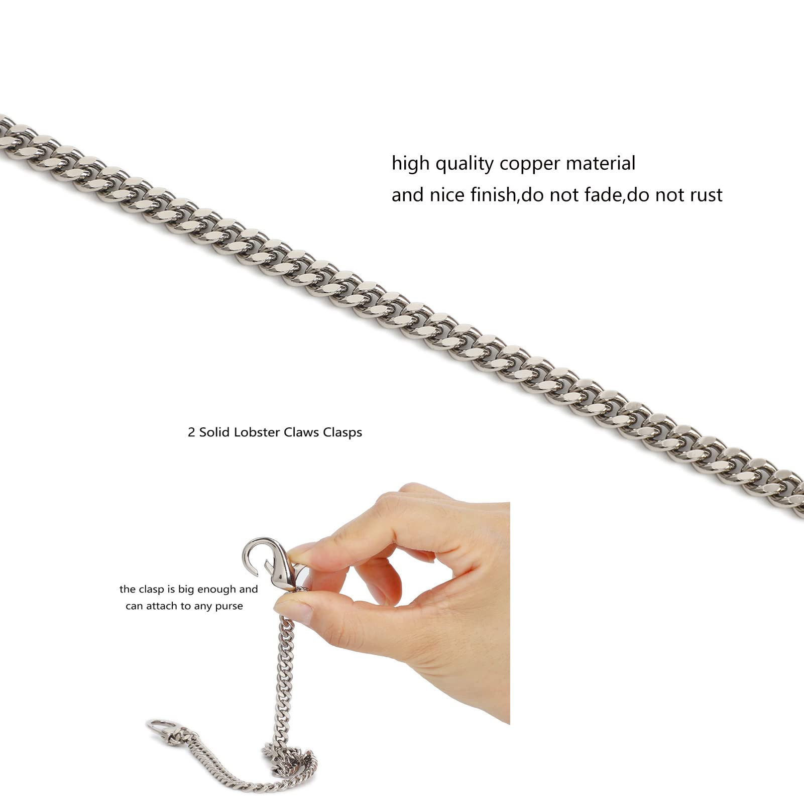 Mini Purse Chain Strap Replacement - 18 Inch Silver Handbag Crossbody Shoulder Strap Accessory with Charms | Perfect for Evening Bags, Clutches & Designer Purses