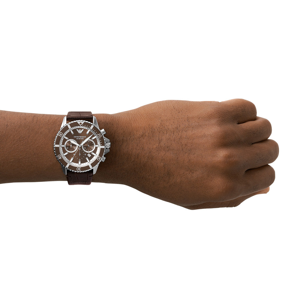 Emporio Armani World Explorer AR11486 Men's Diver Chronograph Watch - Luxury Waterproof Wristwatch for Diving, Swimming & Outdoor Adventures