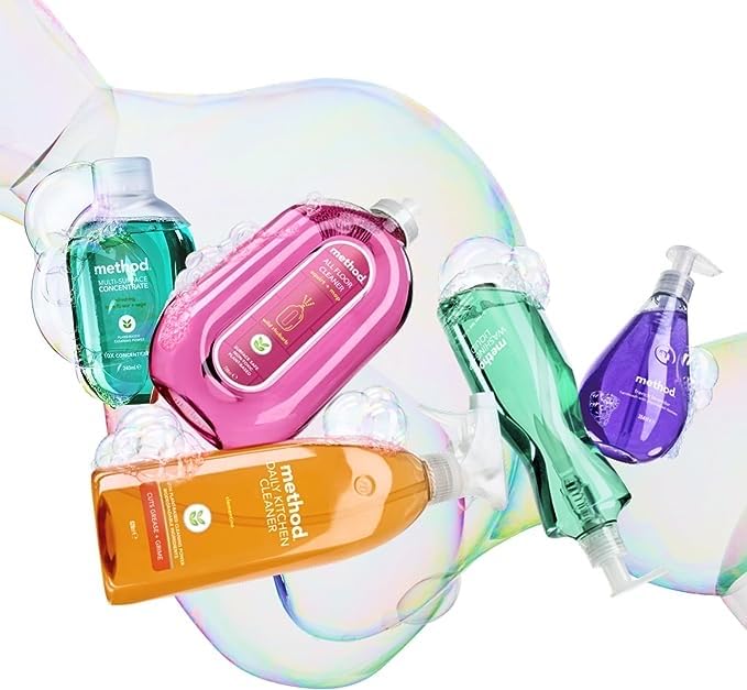 Method Shower Cleaner Spray - No Rinse Surface Cleaner, Passion Fruit Scent (Pack of 4 x 828ml) - Effortless Bathroom Cleaning for Tiles, Glass & Fixtures