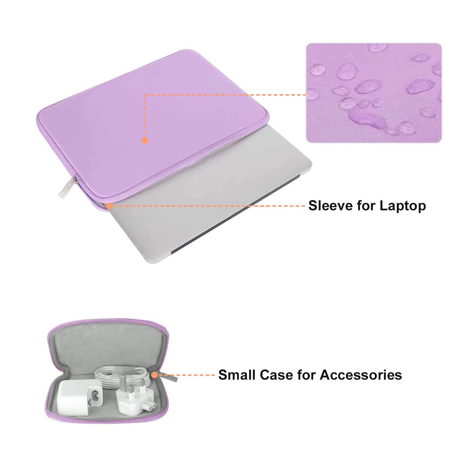 MOSISO 16 Inch Laptop Sleeve Bag for MacBook Pro 16, HP, Dell, Lenovo, ASUS, Acer 15-15.6 Inch Notebooks - Neoprene Protective Case with Small Pouch (Purple) - Perfect for Travel, Office & School Use