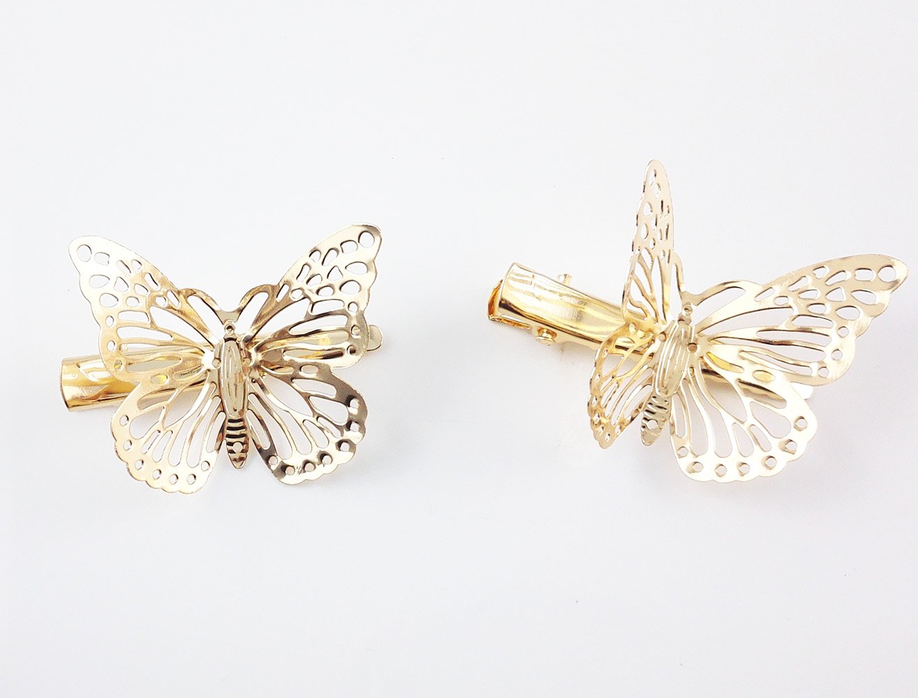 Yueton 2-Pack Golden Butterfly Hair Clips for Women - Elegant Bridal Hair Accessories & Wedding Headpieces - Perfect for Weddings, Prom, Parties & Special Occasions