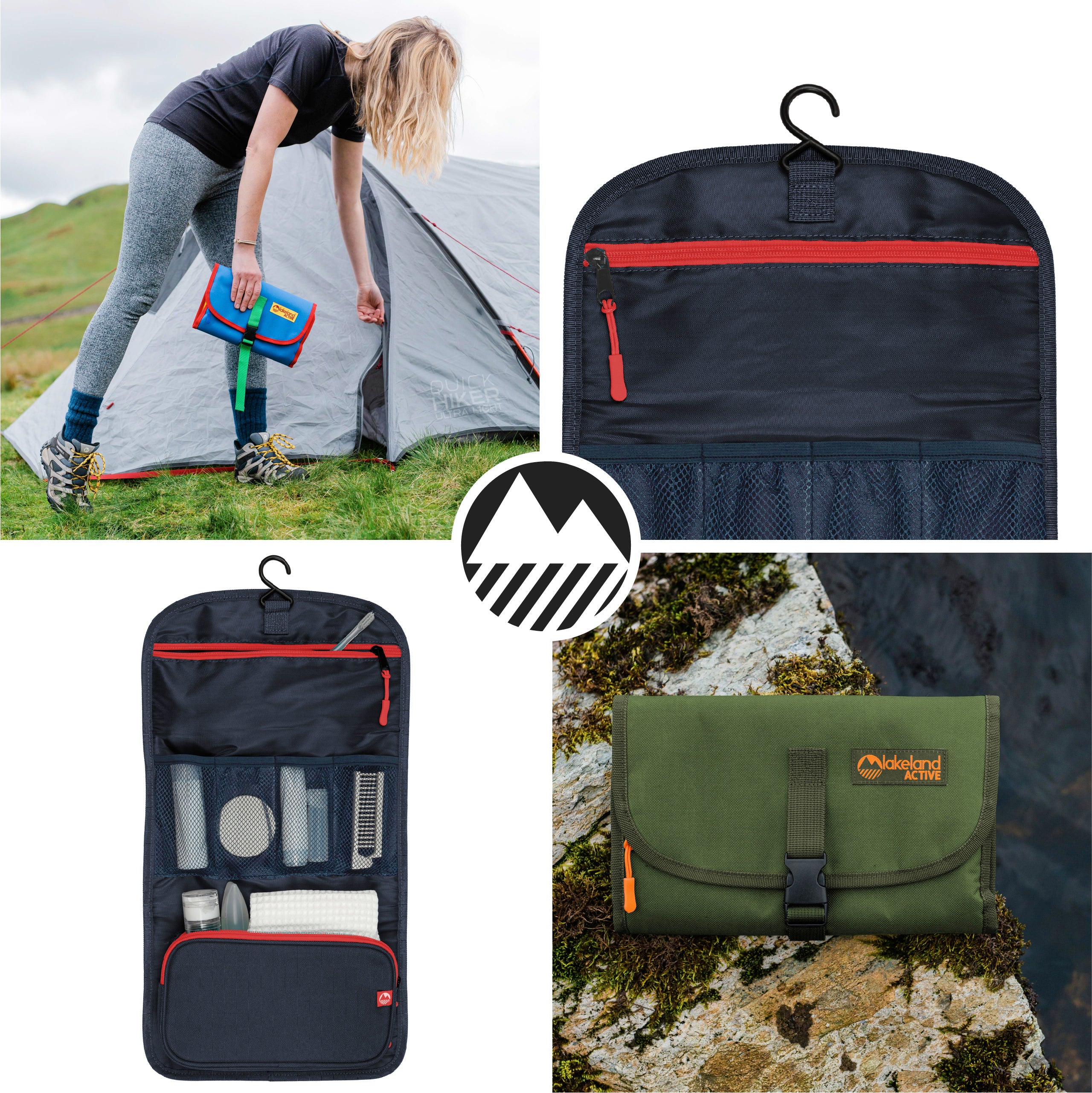 Eskdale Foldable Hanging Travel Toiletry Bag - Waterproof Cosmetic Organizer for Bathroom, Camping & Airplane Travel - Perfect for Toiletries, Makeup & Shower Essentials
