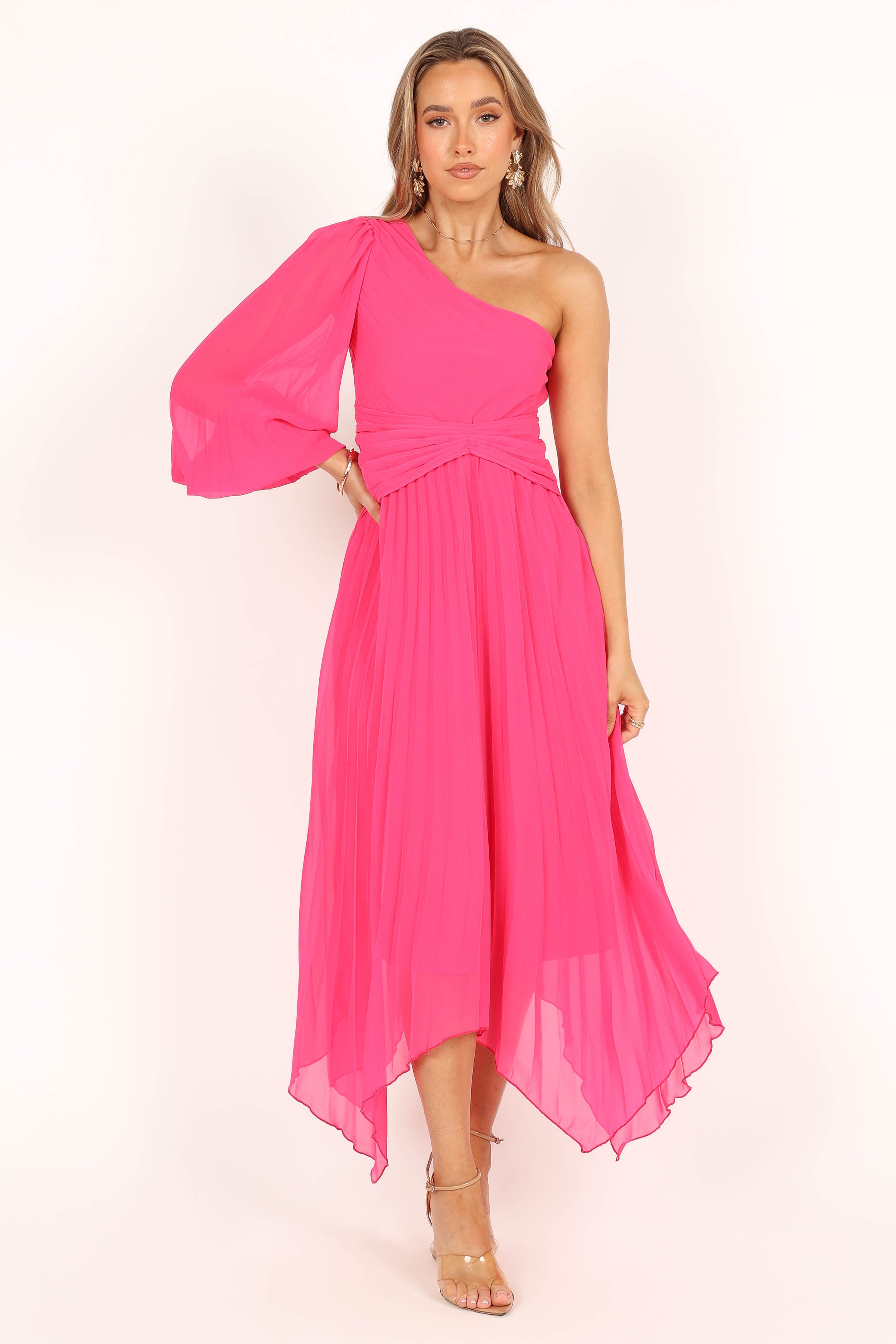Bonnie One Shoulder Midi Dress for Women - Elegant Pink Summer Dress for Cocktail Parties, Date Nights & Beach Vacations