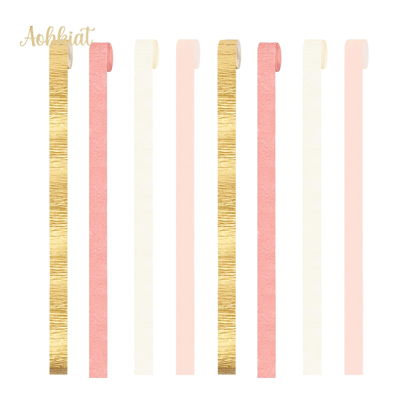 Premium 8 Rolls Pink Gold Crepe Paper Streamers (82ft) - Elegant Wedding, Bachelorette, Birthday & Baby Shower Decorations - Perfect for Party Backdrops, Valentines Day & Special Events Decor