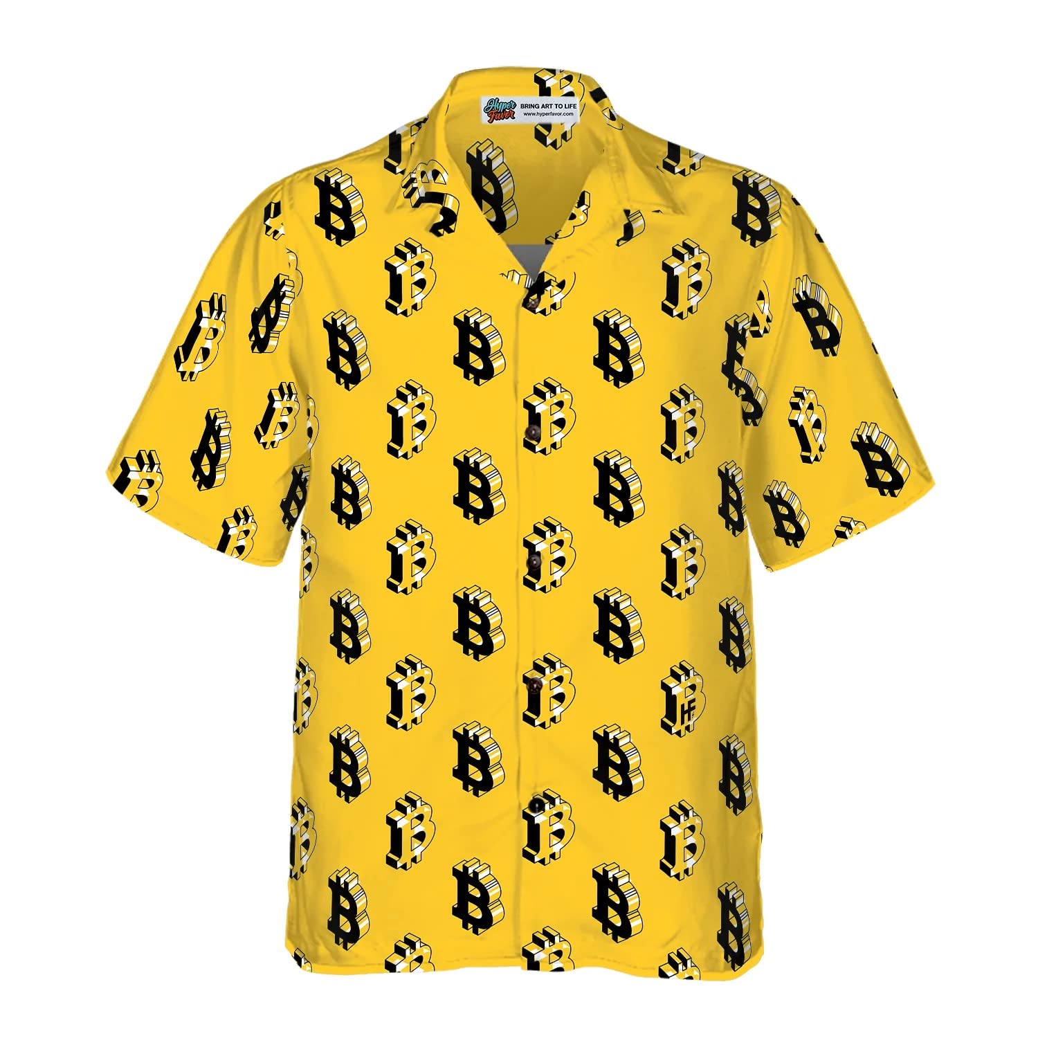 HYPERFAVOR Bitcoin T-Shirts for Men - Casual Short Sleeve Crypto Shirt - Bitcoin Hawaiian Shirts Gift Set for Bitcoin Lovers & Crypto Enthusiasts - Perfect for Beach Parties, Tech Events & Casual Wear