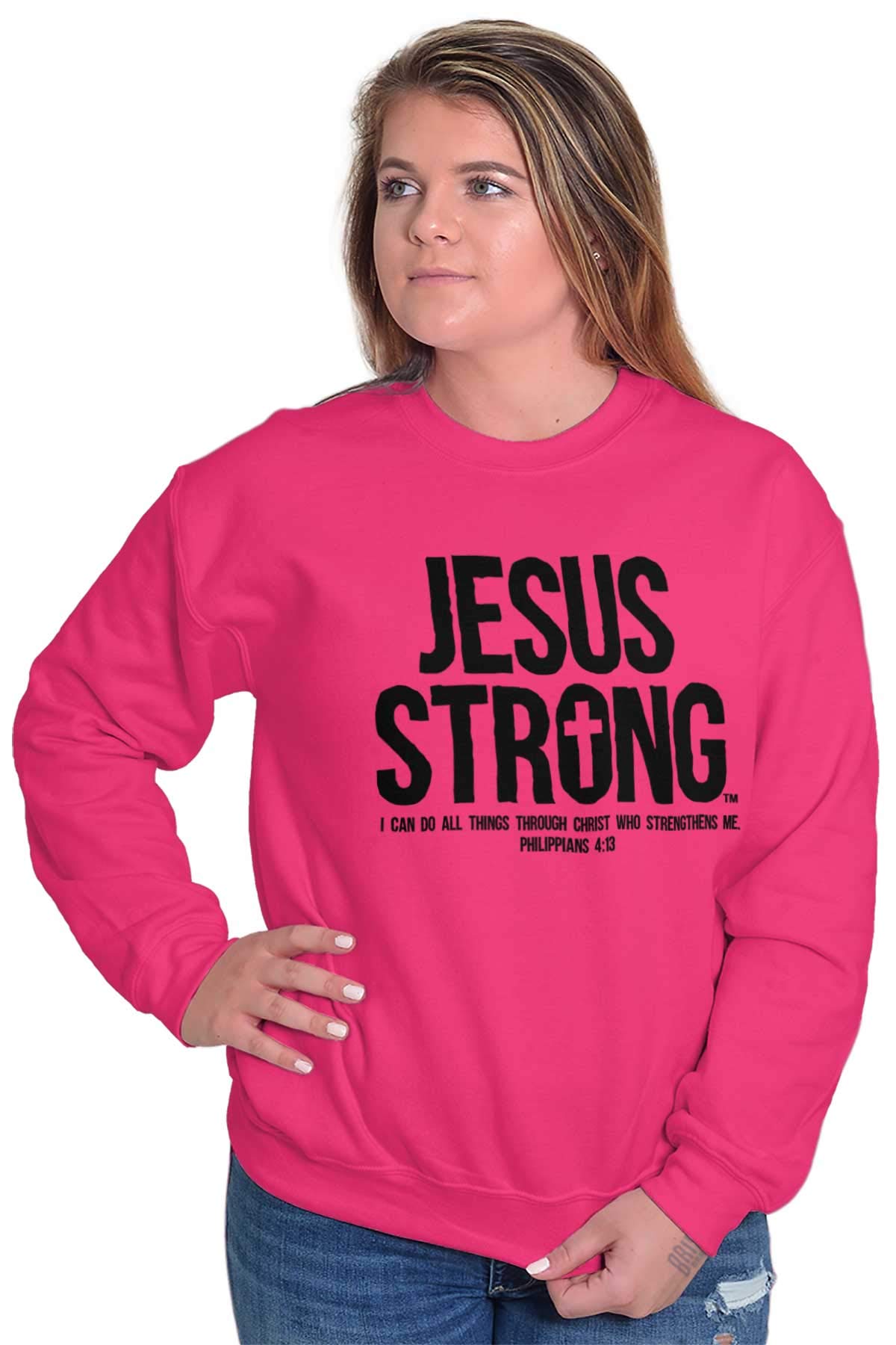 Jesus Strong Philippians 4:13 Christian Bible Verse Sweatshirt for Men & Women - Comfortable Faith Apparel for Church, Bible Study & Daily Inspiration