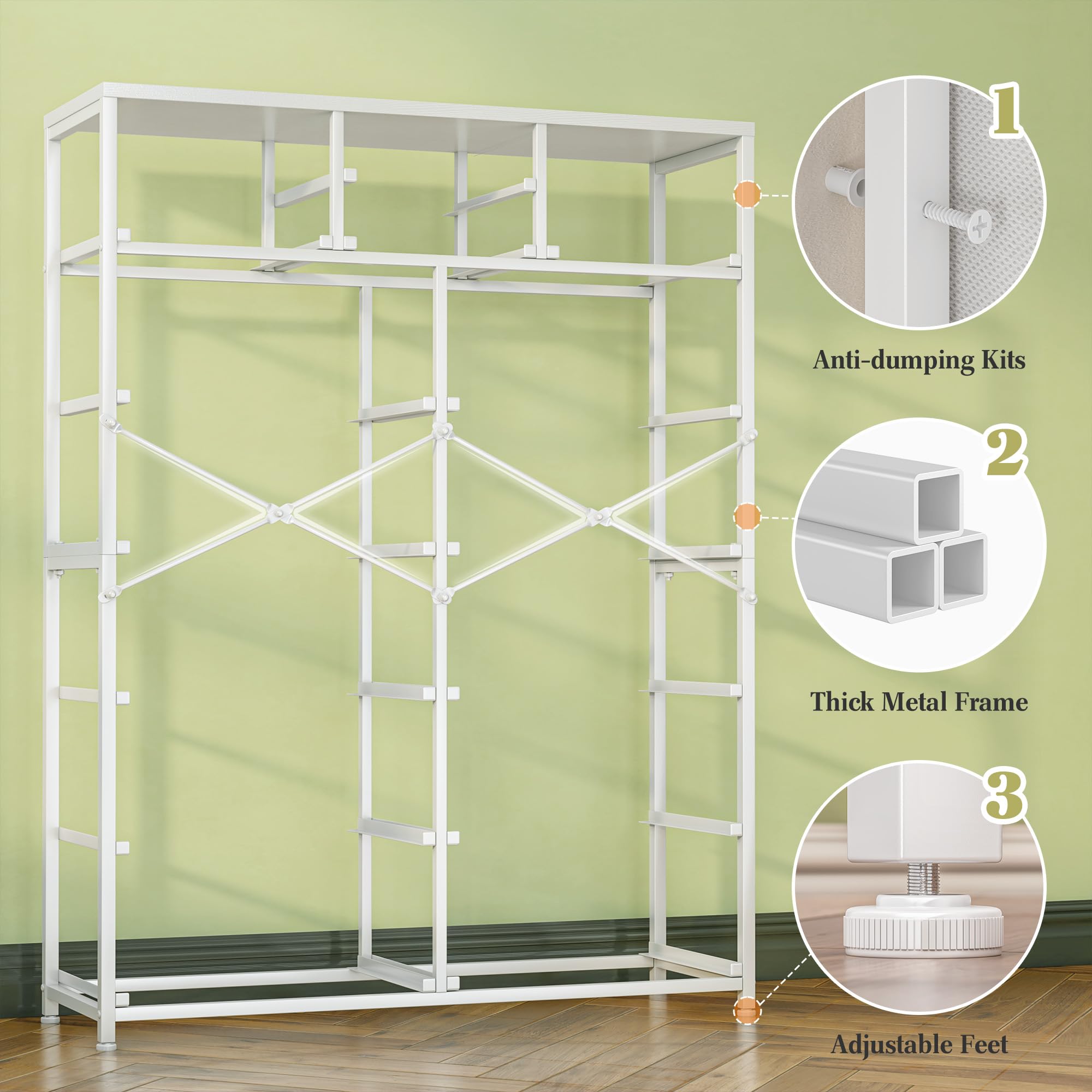 EnHomee 14-Drawer White Dresser for Bedroom - Tall Wooden Top & Metal Frame Fabric Storage Chest | Perfect for Bedroom, Closet & Living Room Organization