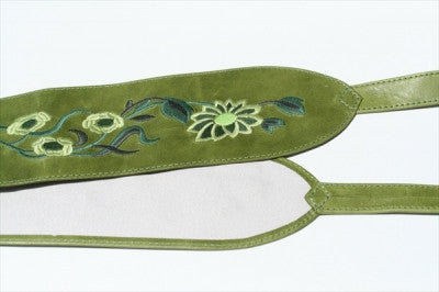 Embroidered Leather Belt for Women & Men - Premium Genuine Leather, Adjustable Waist Belt in Chartreuse Green - Perfect for Casual, Office & Formal Outfits