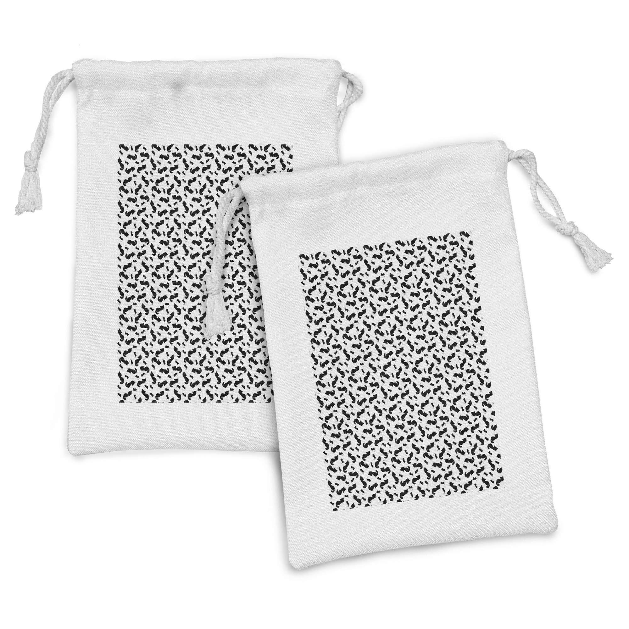 Ambesonne 2-Pack Cat and Mouse Fabric Drawstring Pouches - 9